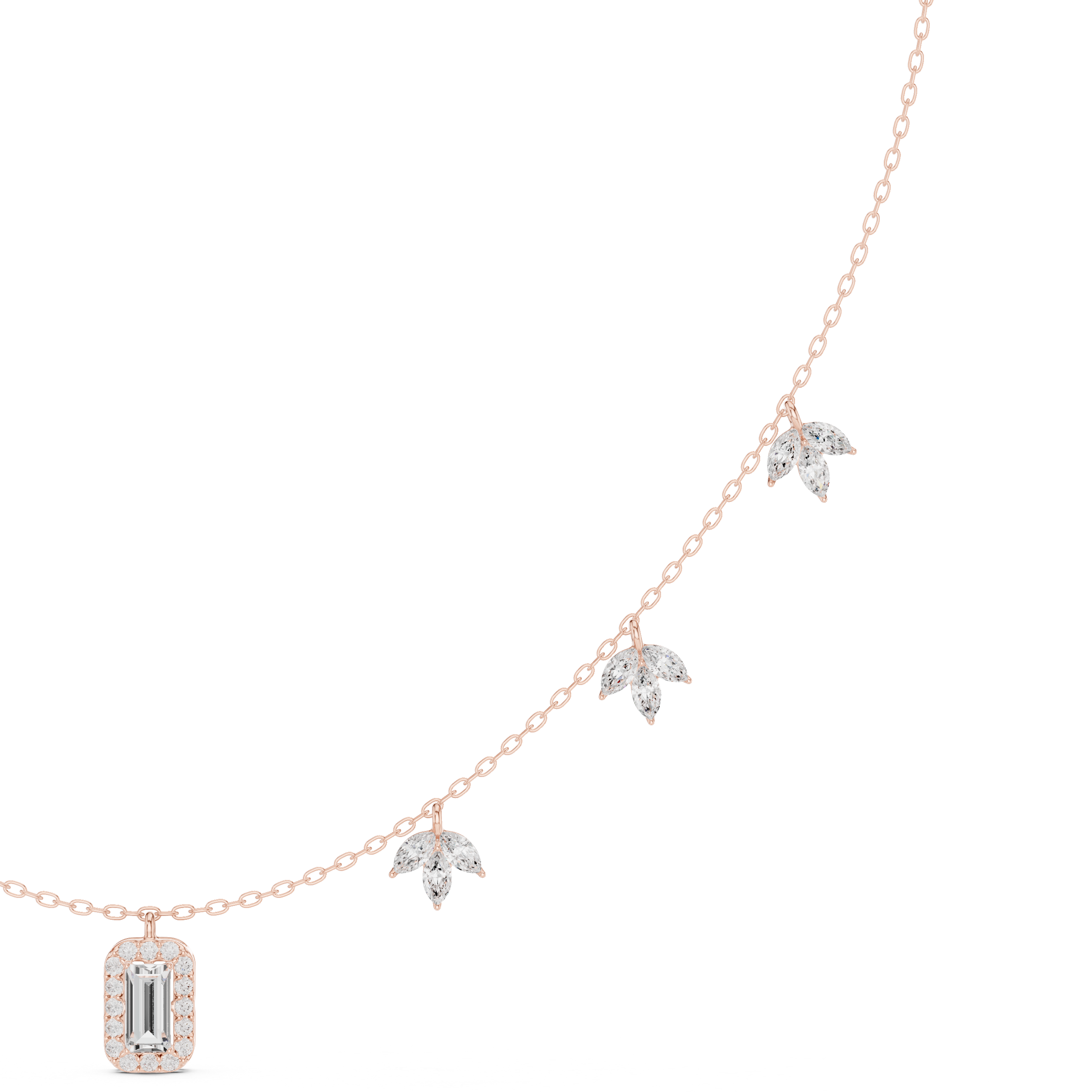 Minimalist Rose Gold Diamond Charm Necklace for Women, Elegant Leaf Motif Bridal Jewelry, Fine Necklace Gift