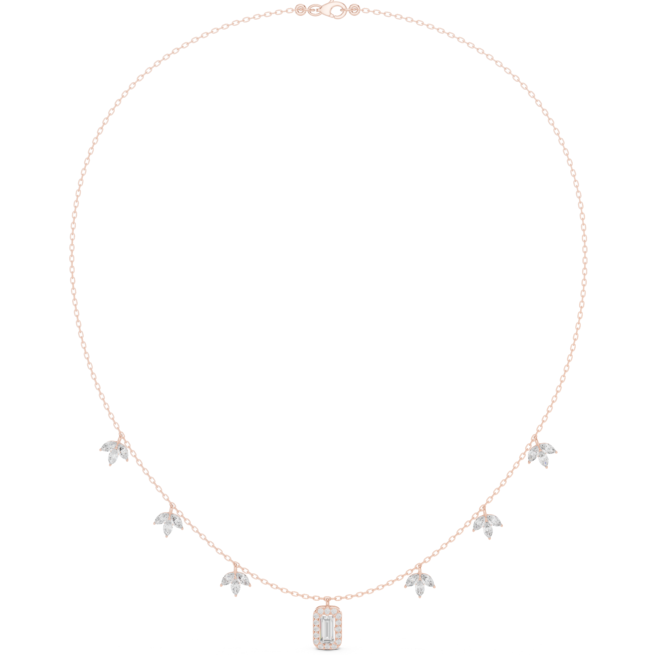 Minimalist Rose Gold Diamond Charm Necklace for Women, Elegant Leaf Motif Bridal Jewelry, Fine Necklace Gift