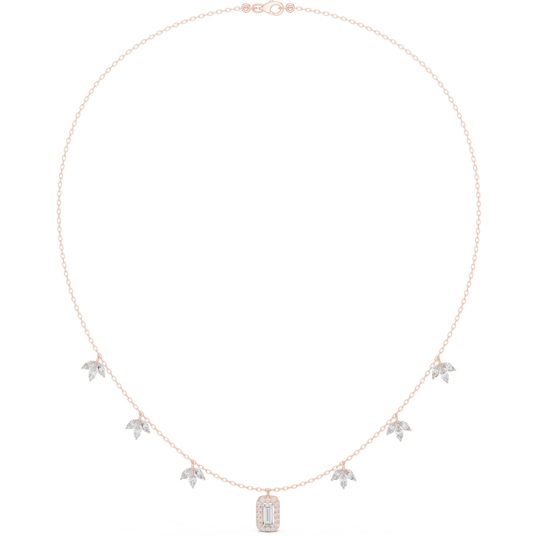 Minimalist Rose Gold Diamond Charm Necklace for Women, Elegant Leaf Motif Bridal Jewelry, Fine Necklace Gift