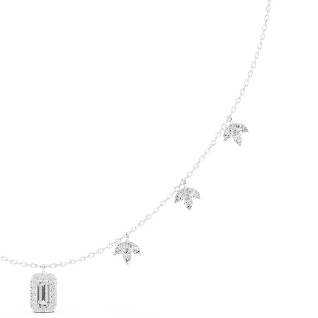 Minimalist Rose Gold Diamond Charm Necklace for Women, Elegant Leaf Motif Bridal Jewelry, Fine Necklace Gift