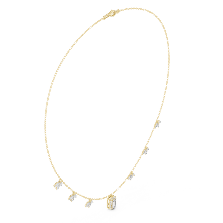 Minimalist Rose Gold Diamond Charm Necklace for Women, Elegant Leaf Motif Bridal Jewelry, Fine Necklace Gift