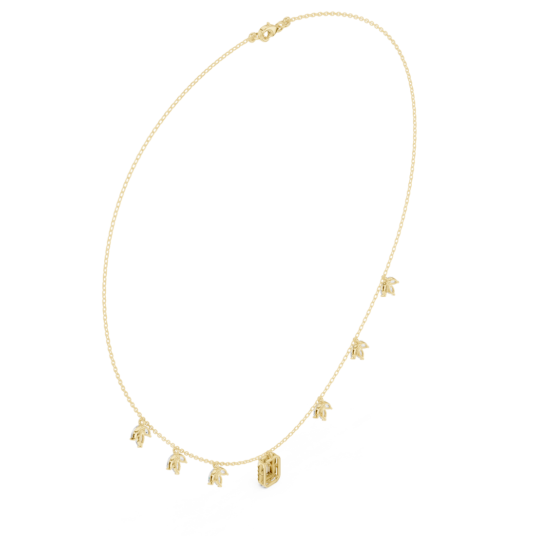 Minimalist Rose Gold Diamond Charm Necklace for Women, Elegant Leaf Motif Bridal Jewelry, Fine Necklace Gift