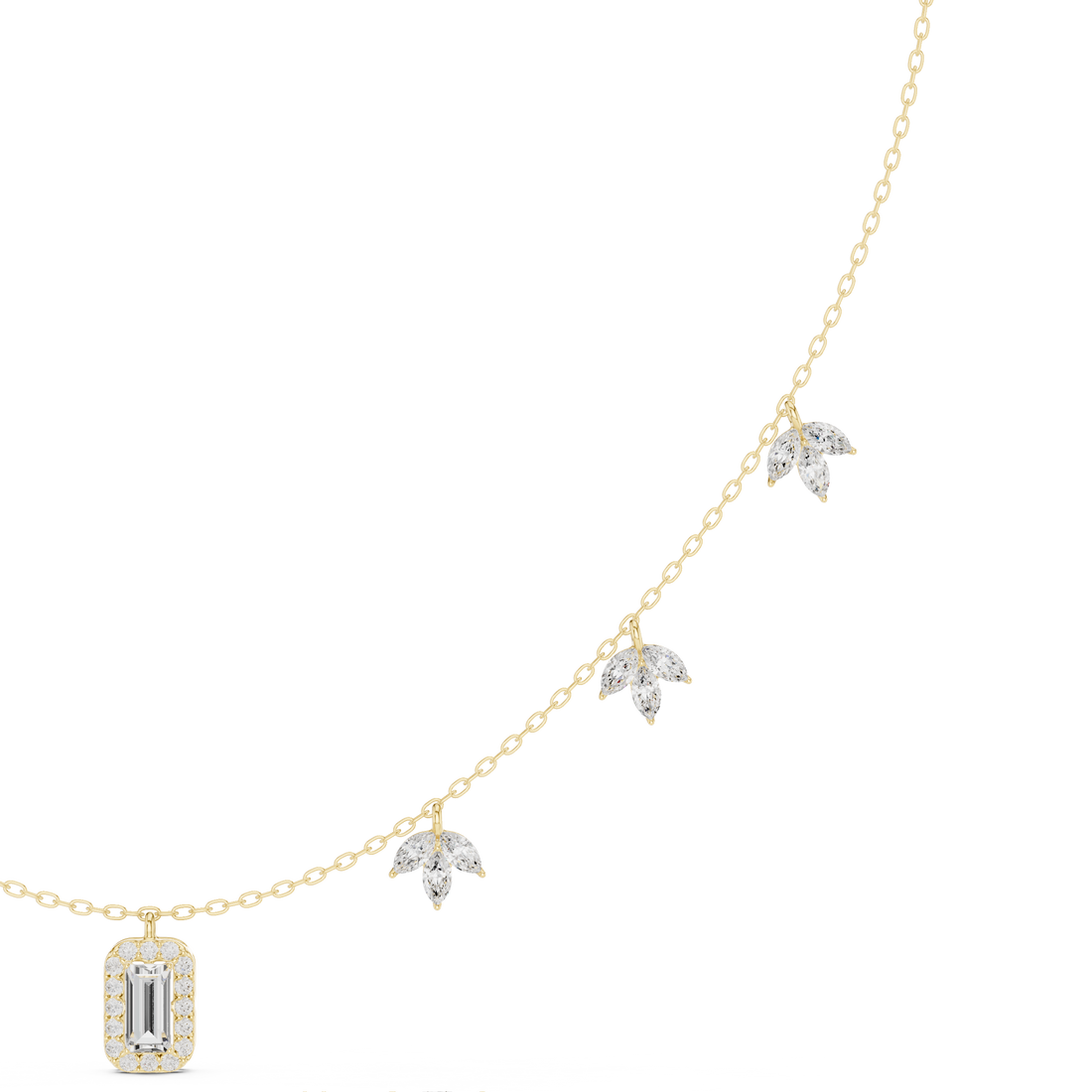 Minimalist Rose Gold Diamond Charm Necklace for Women, Elegant Leaf Motif Bridal Jewelry, Fine Necklace Gift