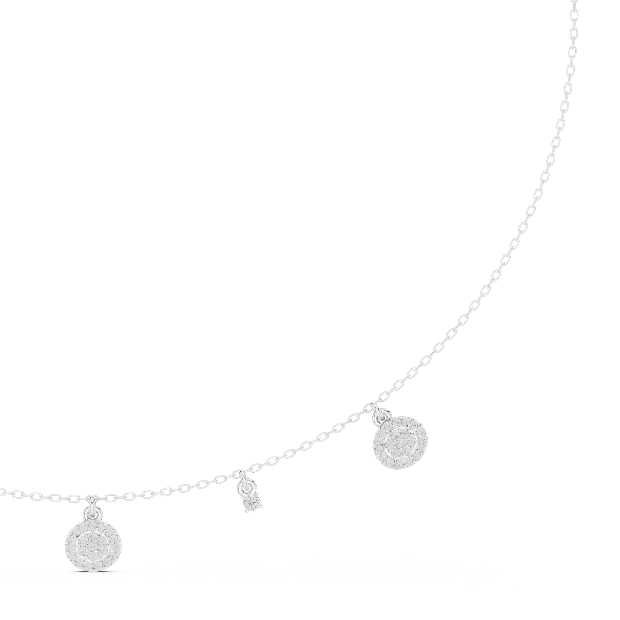 Rose Gold Delicate Diamond Necklace with Floating Charm Pendants Stylish Modern Jewelry