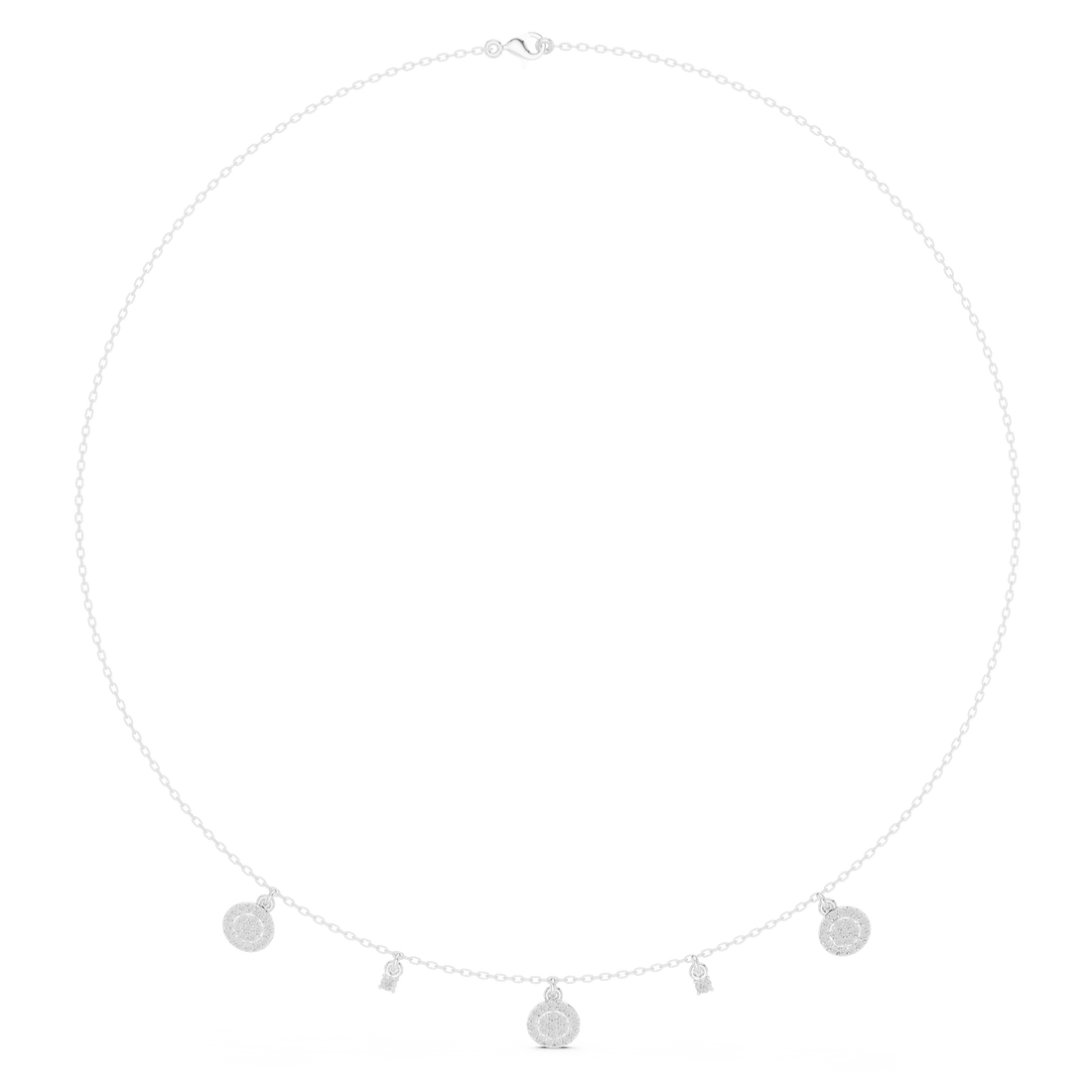 Rose Gold Delicate Diamond Necklace with Floating Charm Pendants Stylish Modern Jewelry