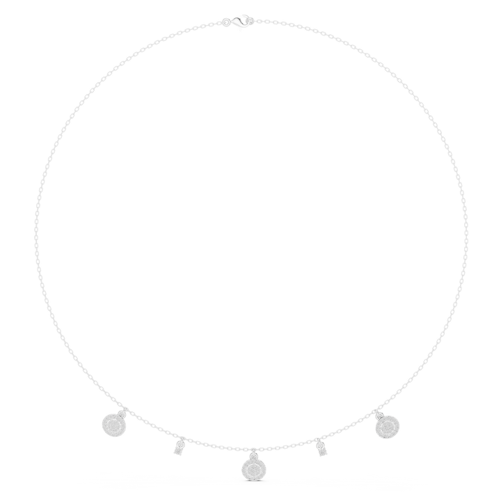 Rose Gold Delicate Diamond Necklace with Floating Charm Pendants Stylish Modern Jewelry
