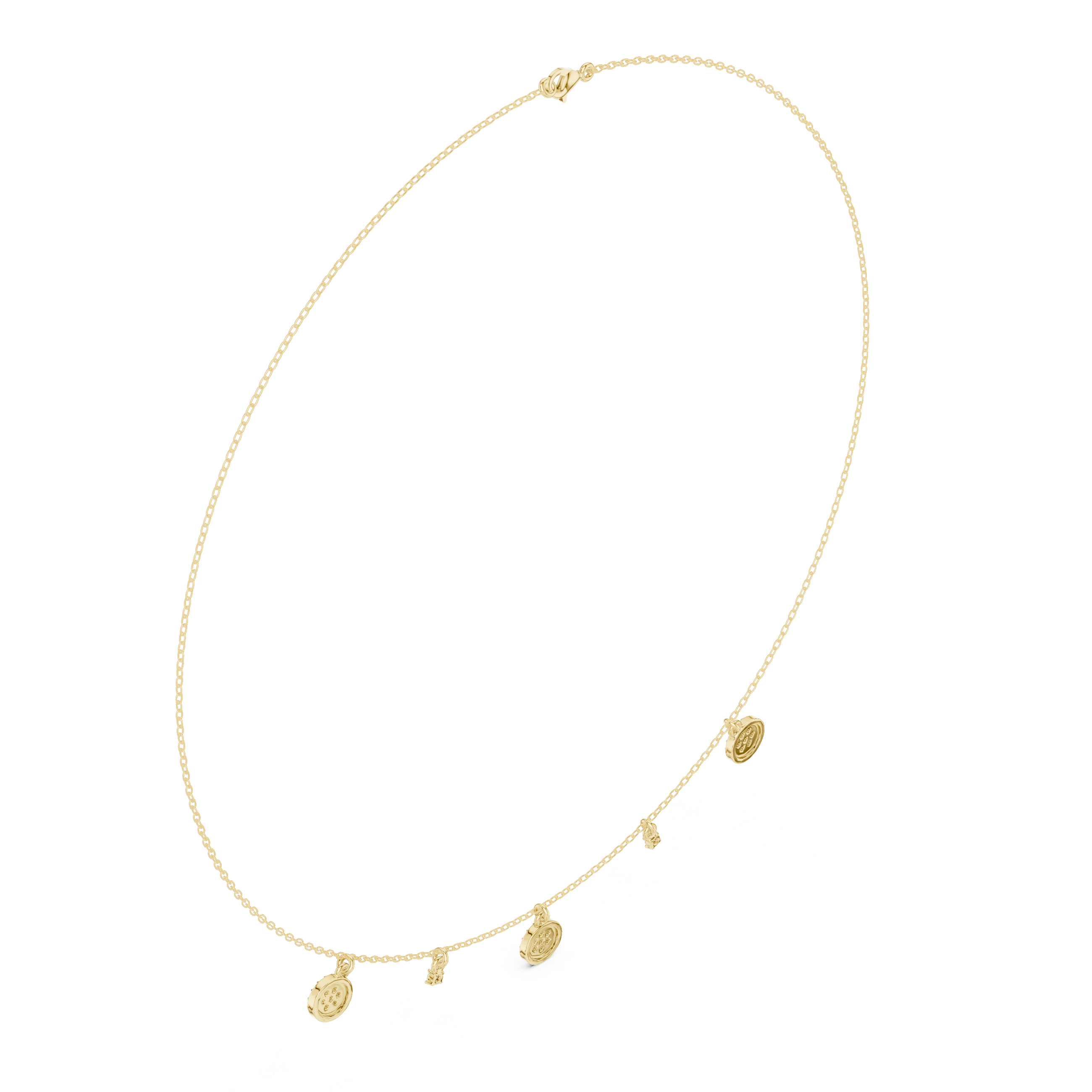 Rose Gold Delicate Diamond Necklace with Floating Charm Pendants Stylish Modern Jewelry