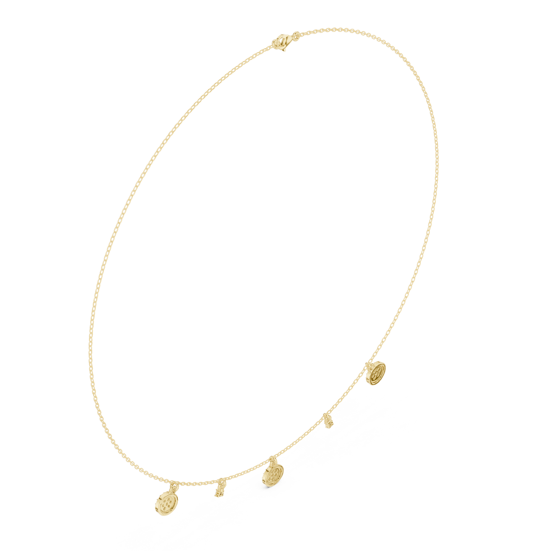 Rose Gold Delicate Diamond Necklace with Floating Charm Pendants Stylish Modern Jewelry