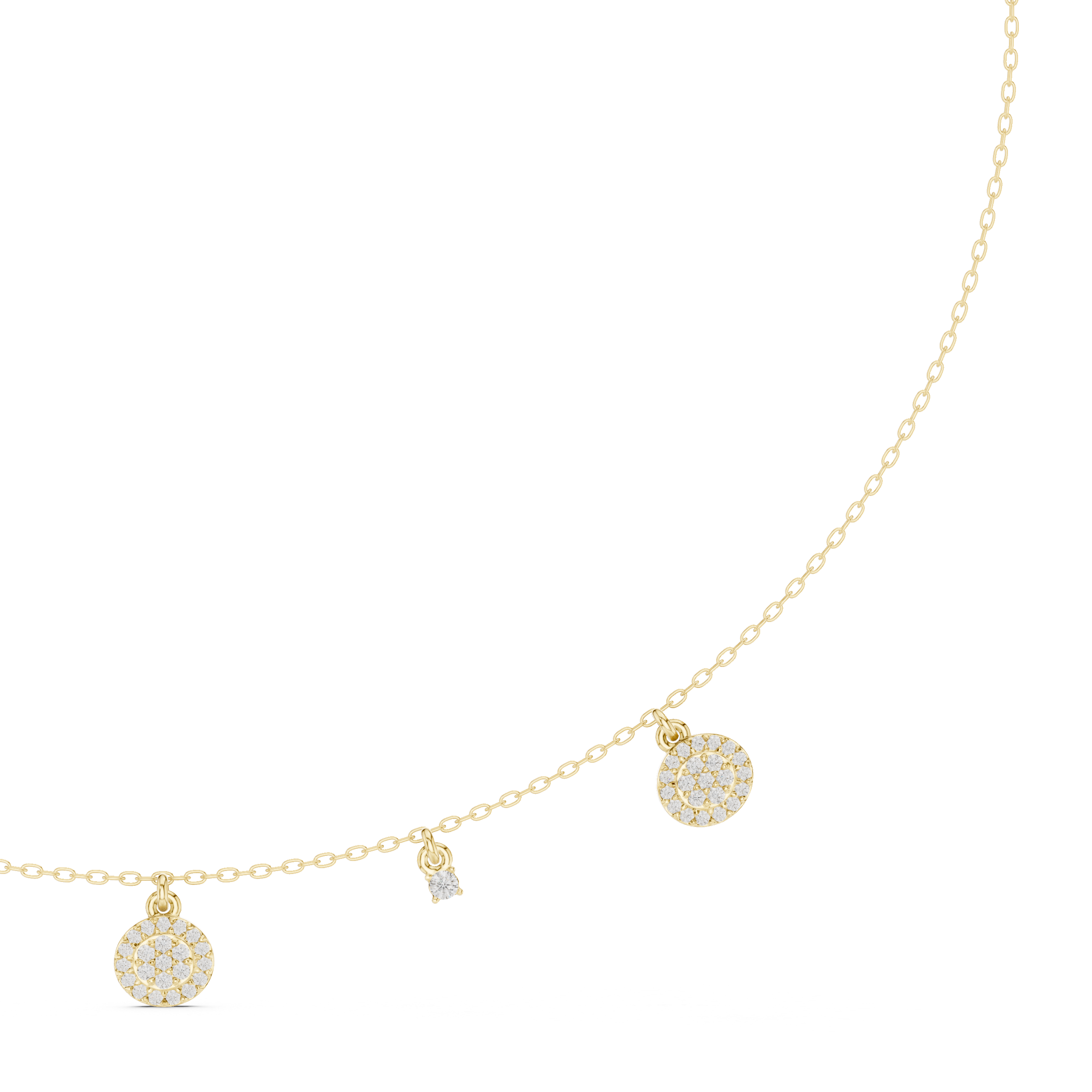 Rose Gold Delicate Diamond Necklace with Floating Charm Pendants Stylish Modern Jewelry