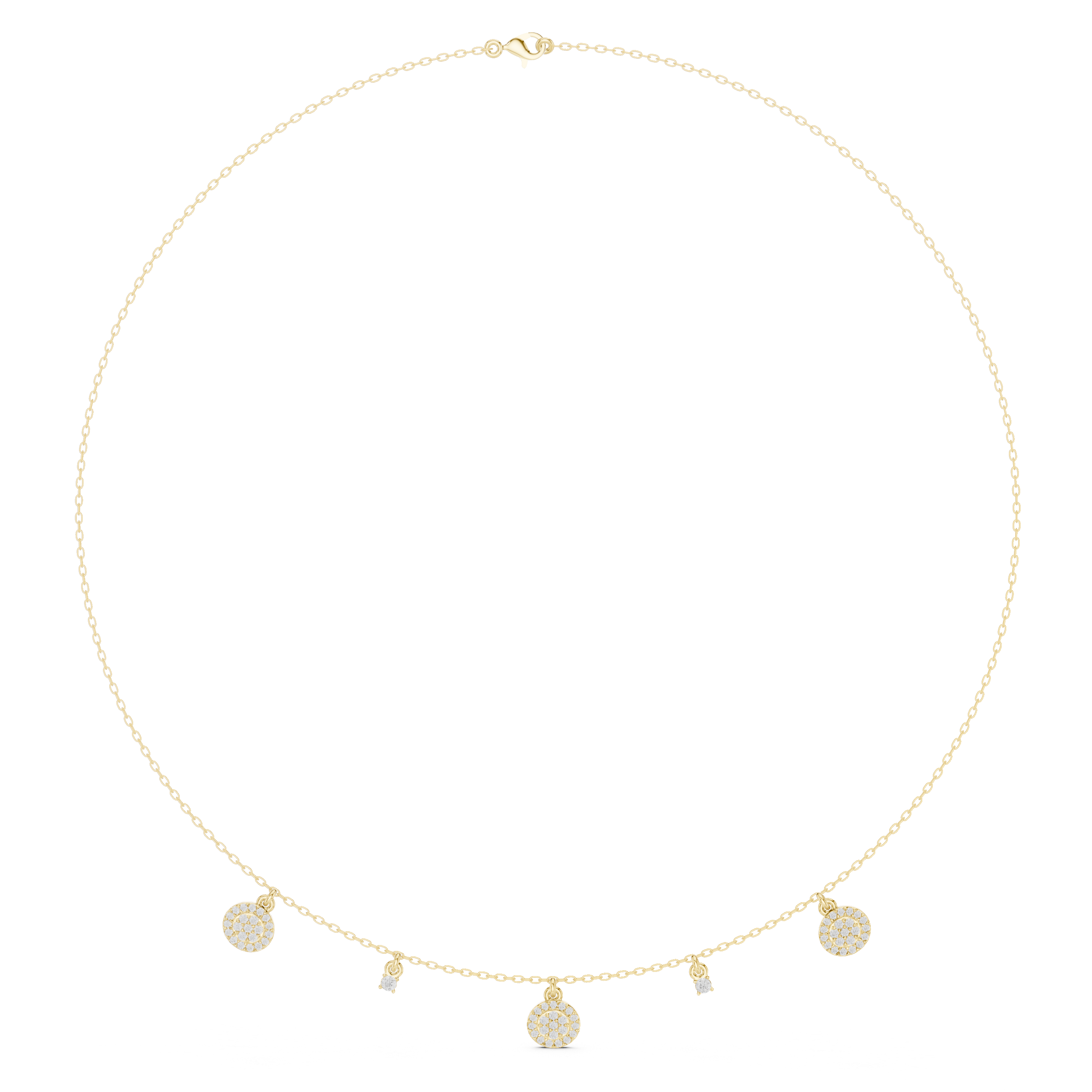 Rose Gold Delicate Diamond Necklace with Floating Charm Pendants Stylish Modern Jewelry