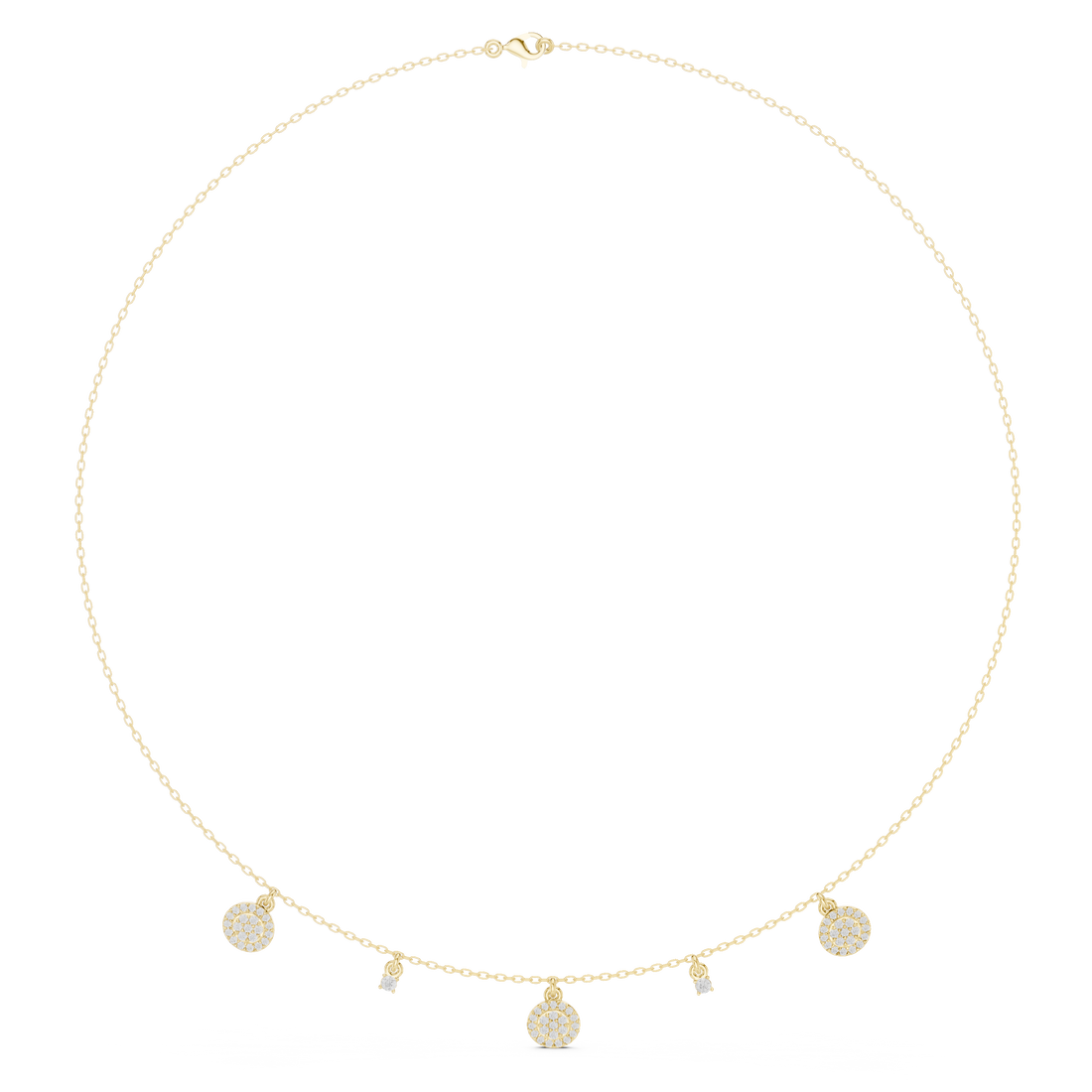Rose Gold Delicate Diamond Necklace with Floating Charm Pendants Stylish Modern Jewelry
