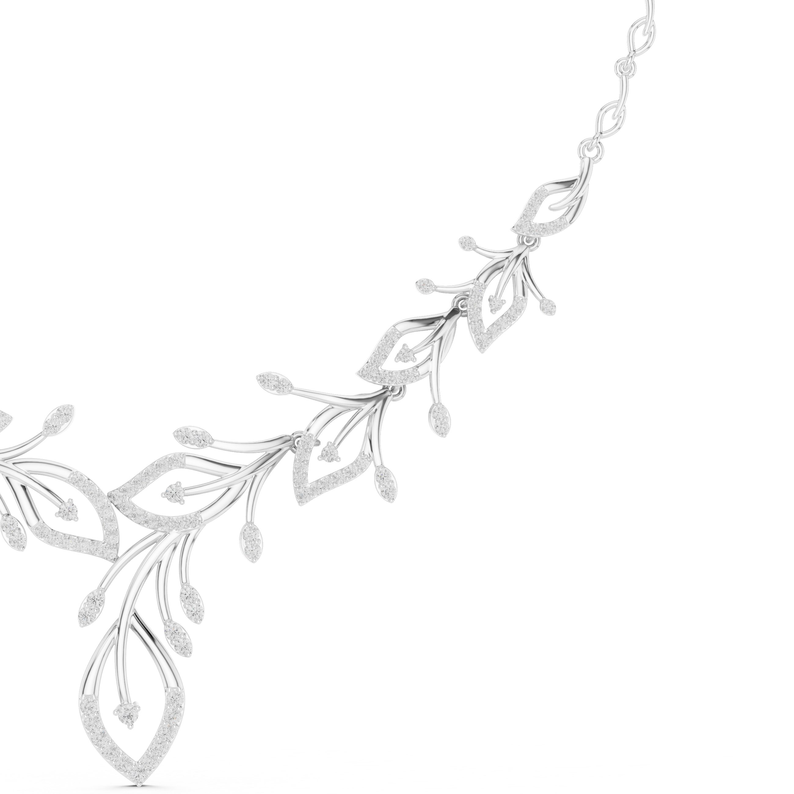 Fine Rose Gold Diamond Necklace with Leaf Motif for Women, Elegant Bridal Jewelry, Luxury Designer Necklace Gift