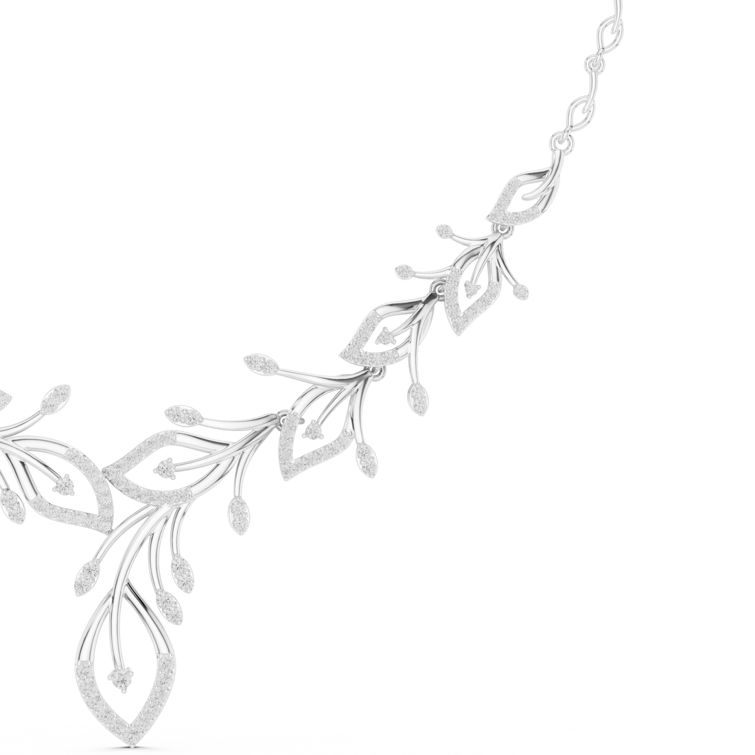 Fine Rose Gold Diamond Necklace with Leaf Motif for Women, Elegant Bridal Jewelry, Luxury Designer Necklace Gift
