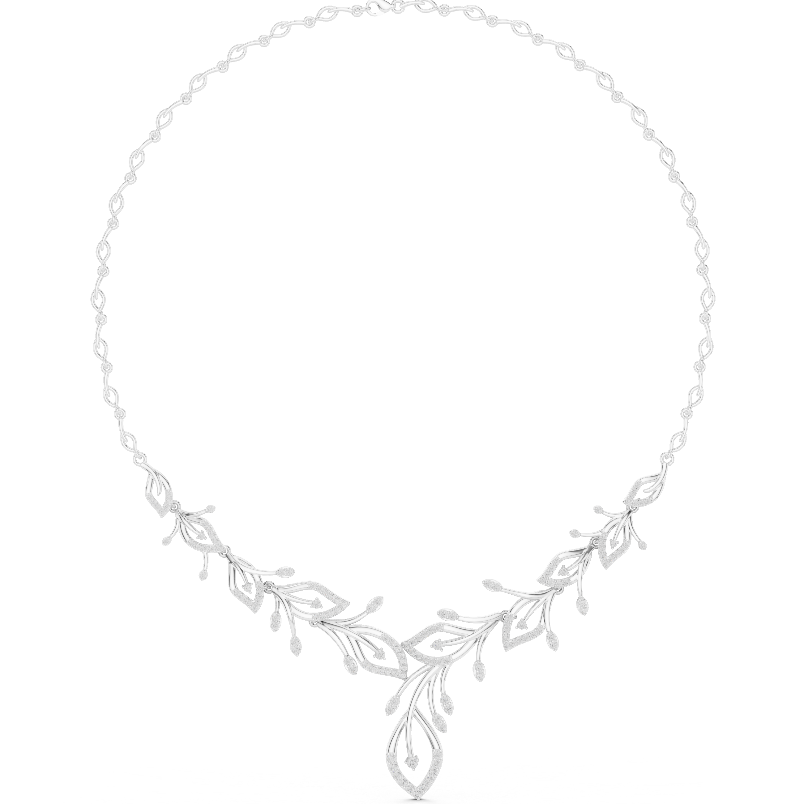 Fine Rose Gold Diamond Necklace with Leaf Motif for Women, Elegant Bridal Jewelry, Luxury Designer Necklace Gift