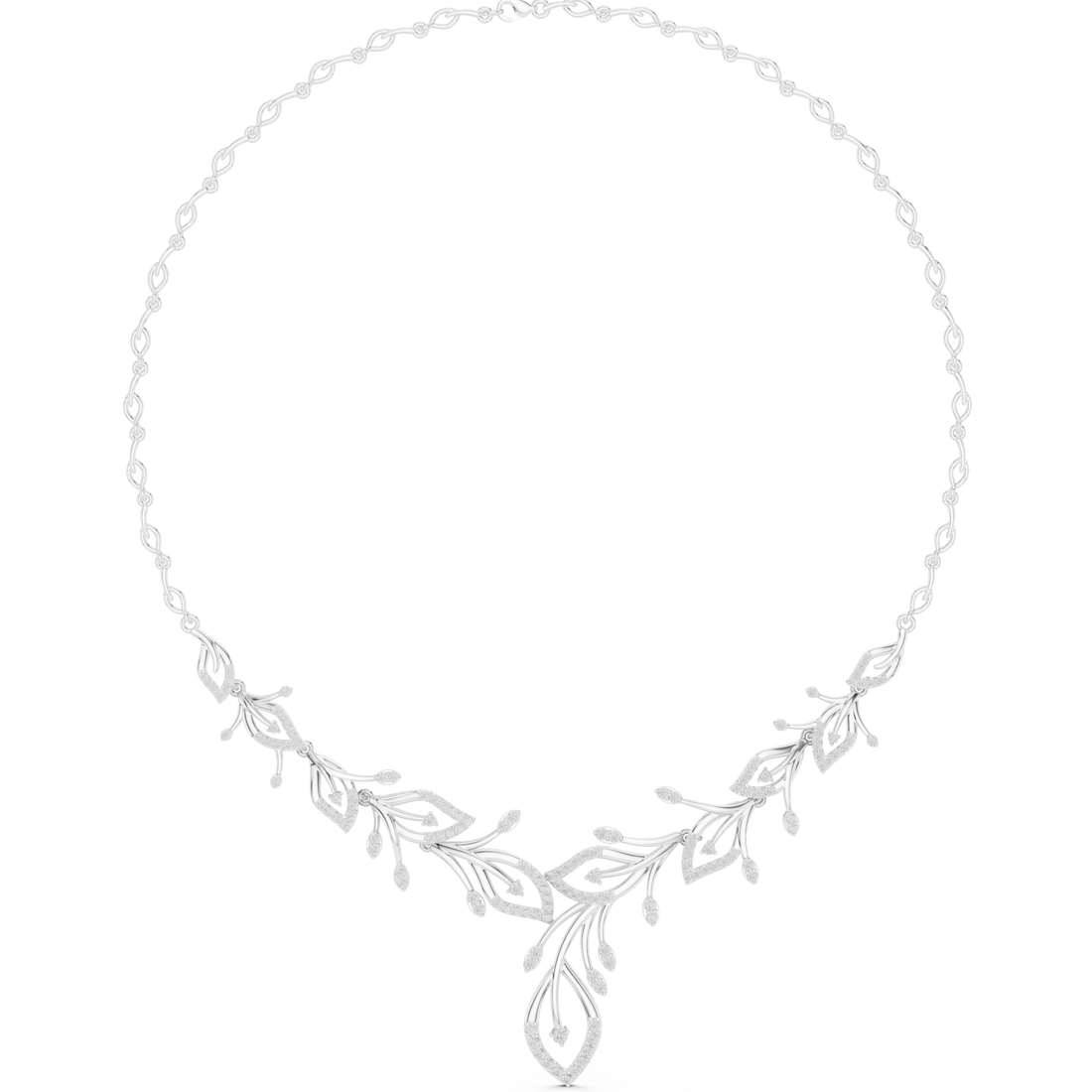 Fine Rose Gold Diamond Necklace with Leaf Motif for Women, Elegant Bridal Jewelry, Luxury Designer Necklace Gift