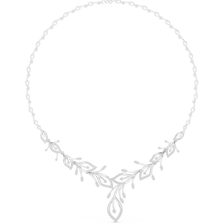 Fine Rose Gold Diamond Necklace with Leaf Motif for Women, Elegant Bridal Jewelry, Luxury Designer Necklace Gift