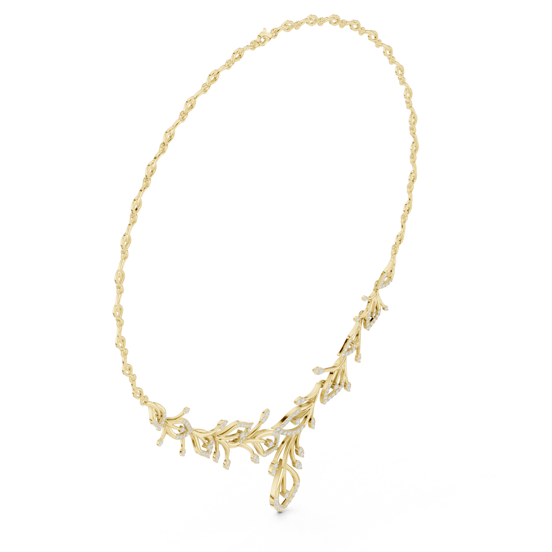 Fine Rose Gold Diamond Necklace with Leaf Motif for Women, Elegant Bridal Jewelry, Luxury Designer Necklace Gift