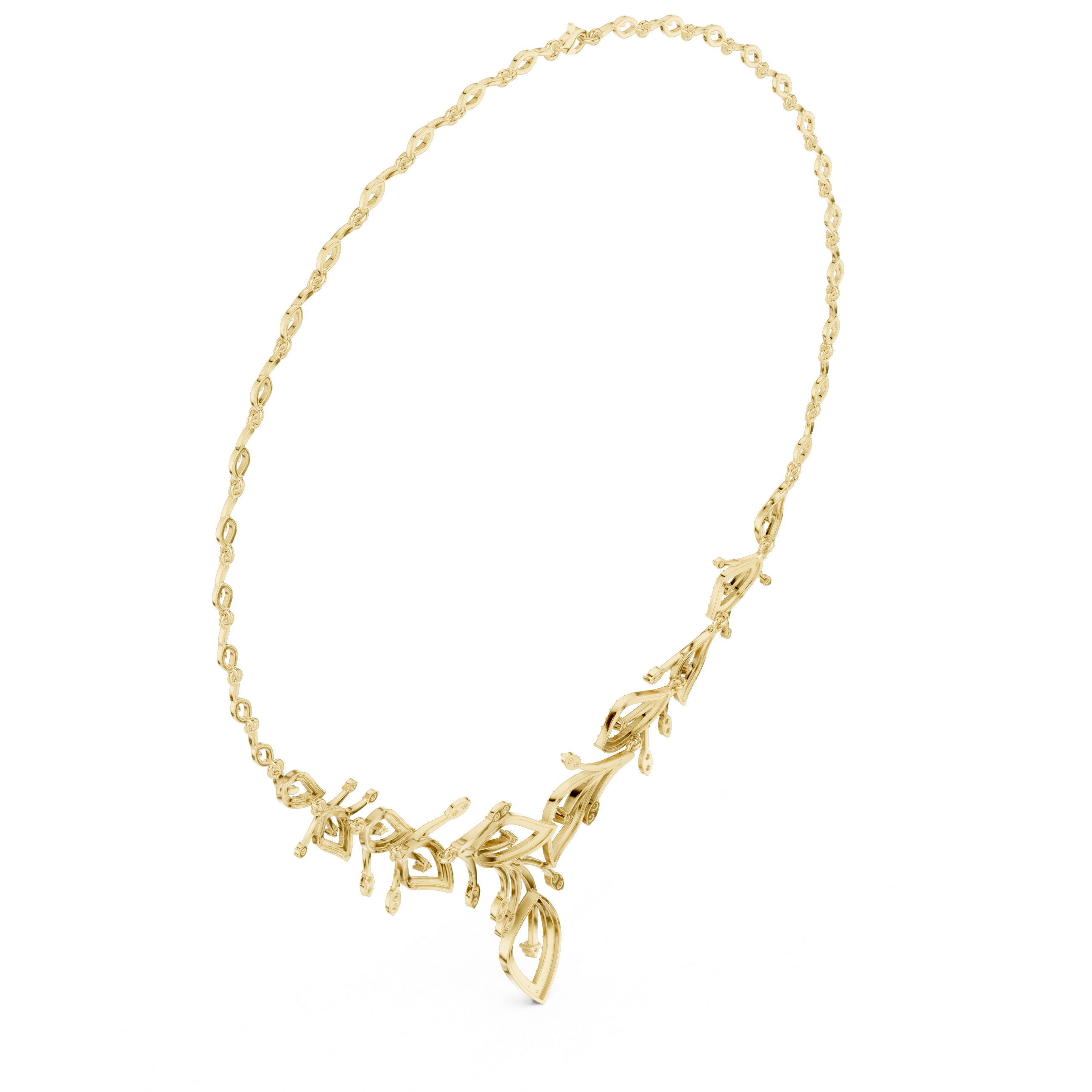 Fine Rose Gold Diamond Necklace with Leaf Motif for Women, Elegant Bridal Jewelry, Luxury Designer Necklace Gift