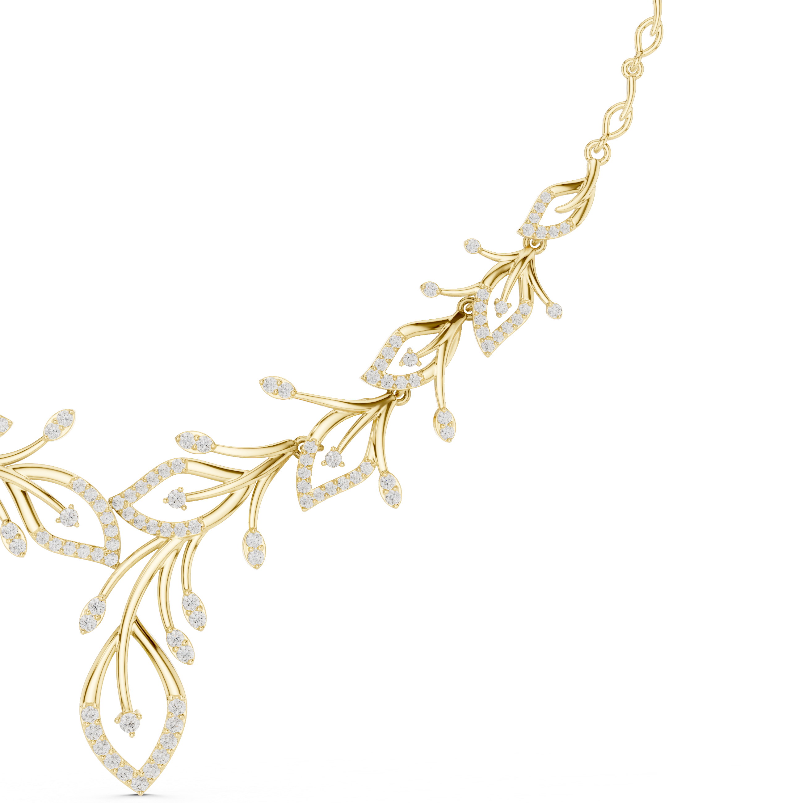 Fine Rose Gold Diamond Necklace with Leaf Motif for Women, Elegant Bridal Jewelry, Luxury Designer Necklace Gift