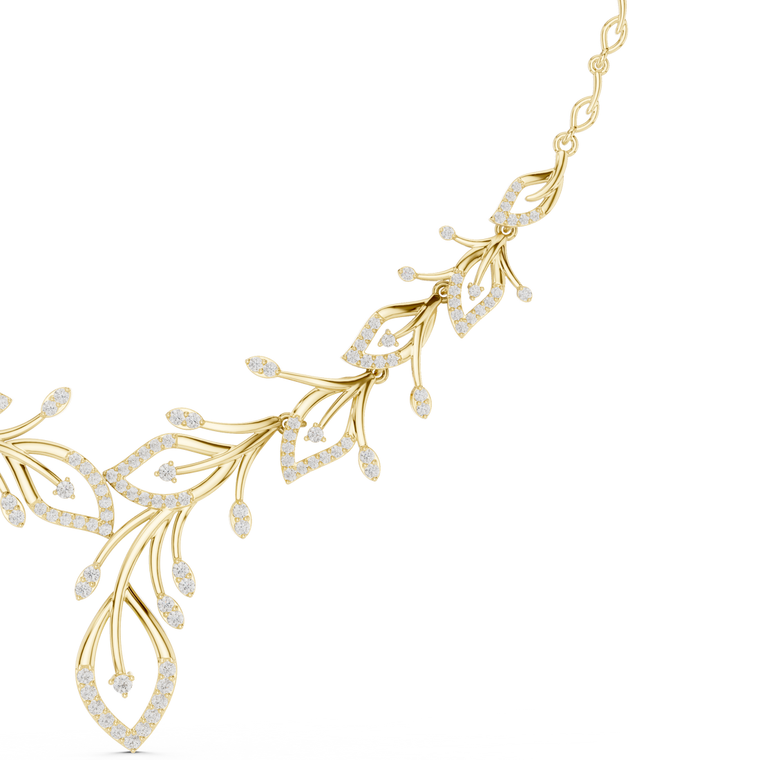 Fine Rose Gold Diamond Necklace with Leaf Motif for Women, Elegant Bridal Jewelry, Luxury Designer Necklace Gift
