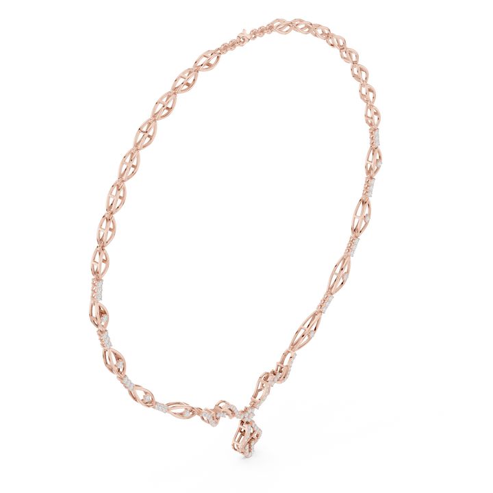 Luxury Floral Vine Diamond Necklace in Rose Gold, Elegant Wedding Jewelry for Brides, Stylish Party Wear Necklace for Women