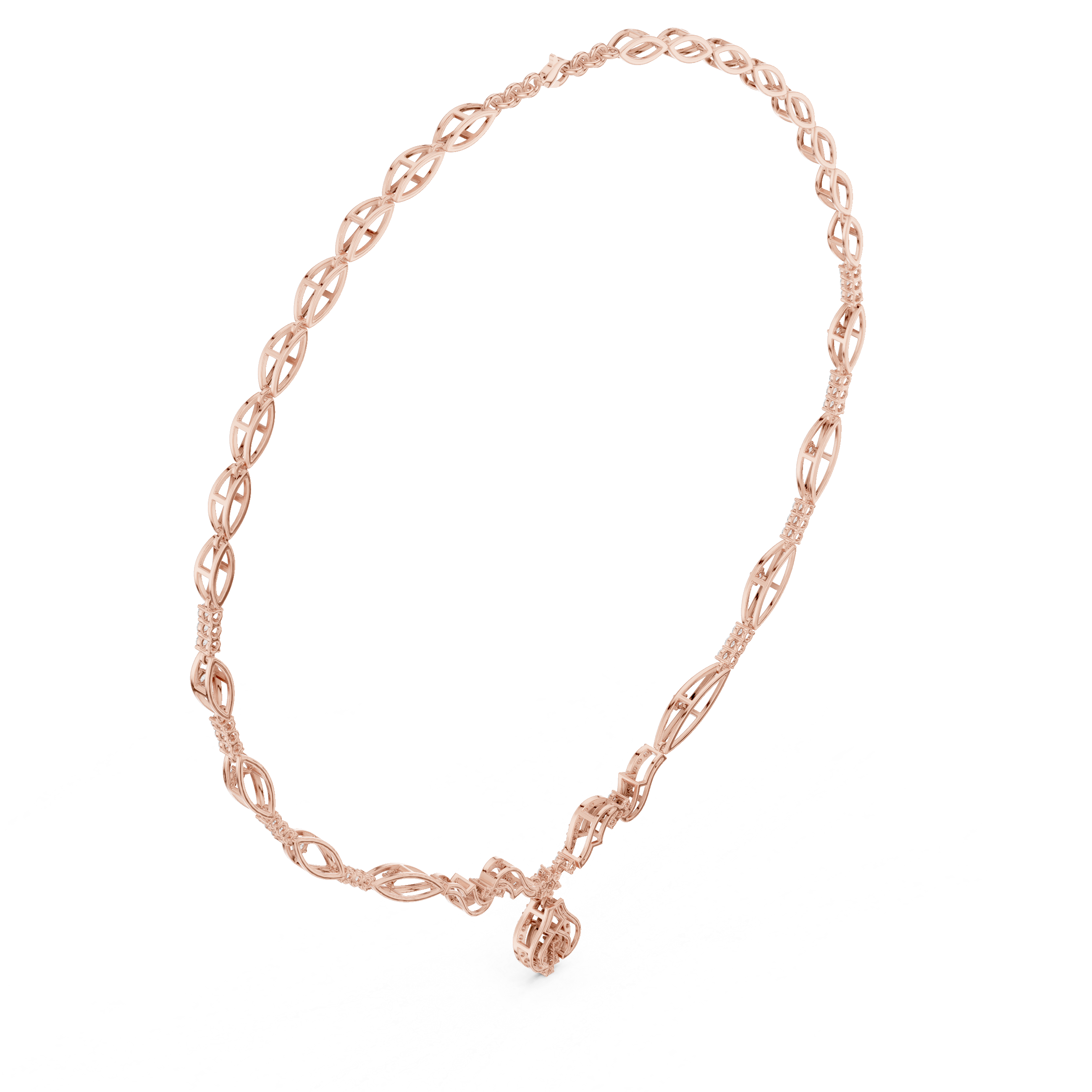 Luxury Floral Vine Diamond Necklace in Rose Gold, Elegant Wedding Jewelry for Brides, Stylish Party Wear Necklace for Women