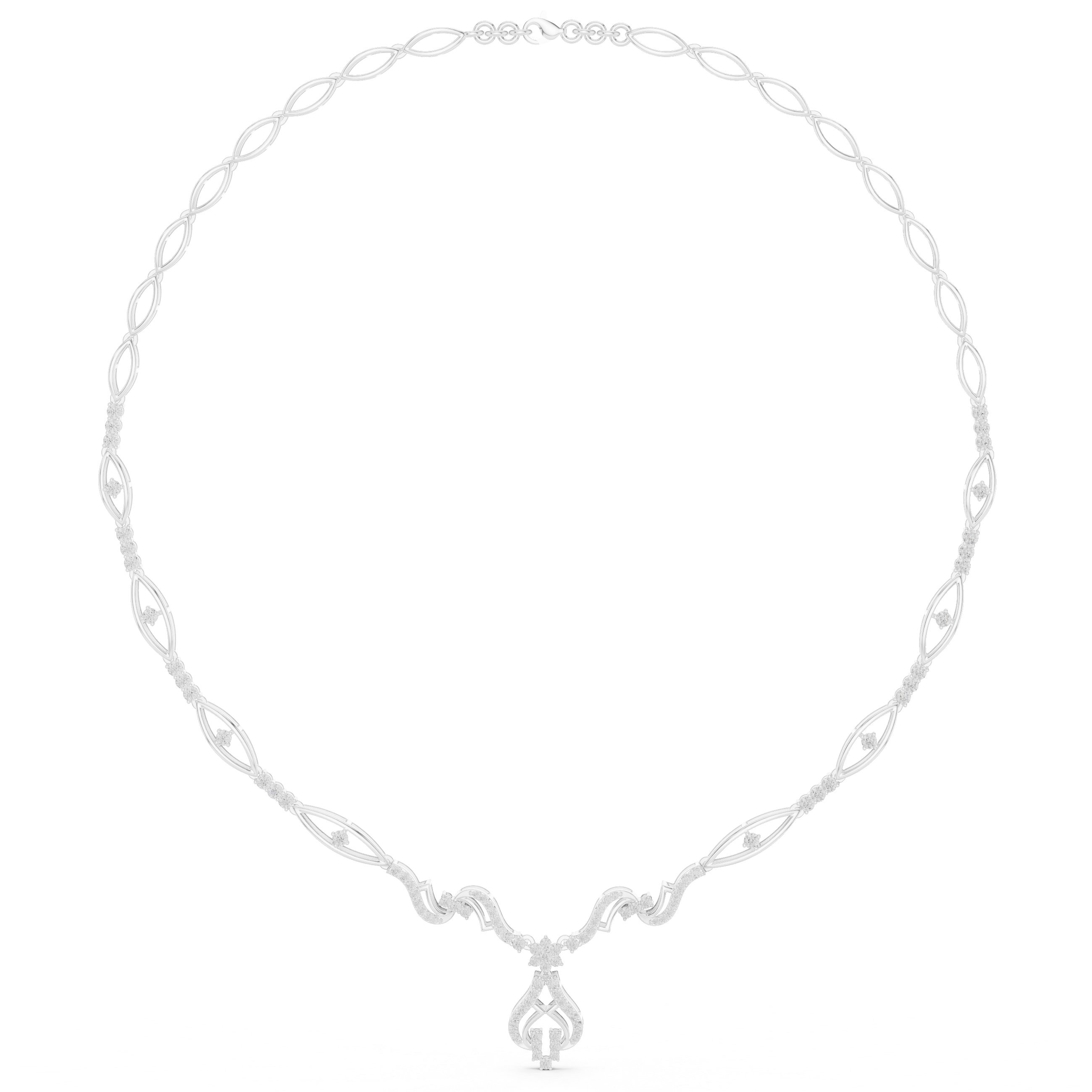 Luxury Floral Vine Diamond Necklace in Rose Gold, Elegant Wedding Jewelry for Brides, Stylish Party Wear Necklace for Women