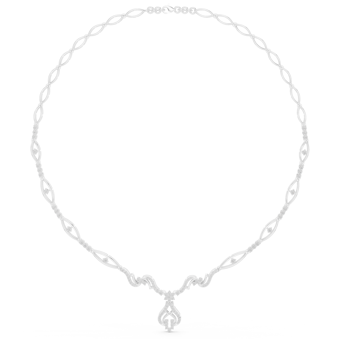 Luxury Floral Vine Diamond Necklace in Rose Gold, Elegant Wedding Jewelry for Brides, Stylish Party Wear Necklace for Women