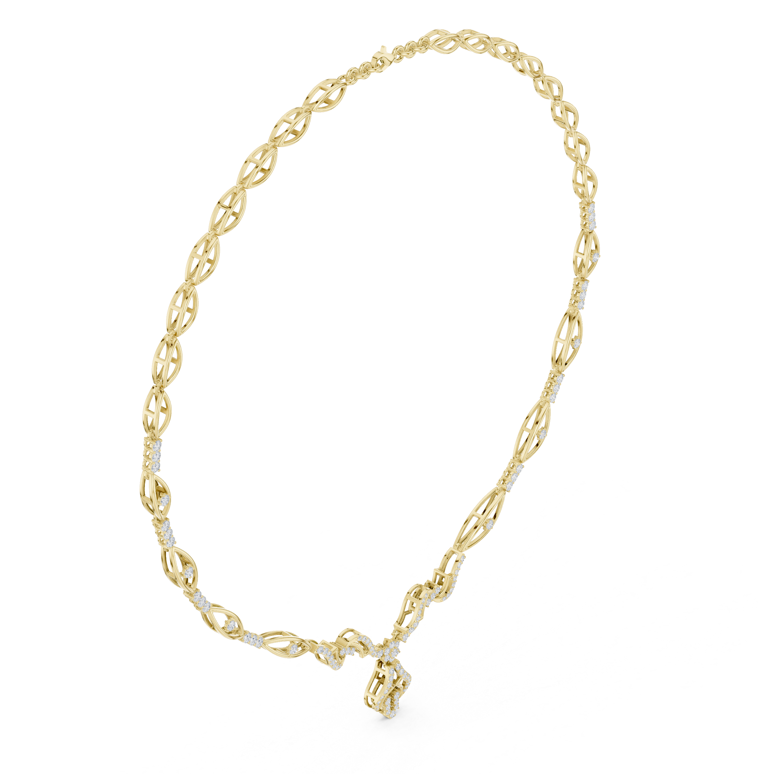 Luxury Floral Vine Diamond Necklace in Rose Gold, Elegant Wedding Jewelry for Brides, Stylish Party Wear Necklace for Women