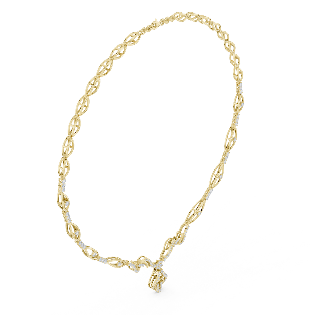 Luxury Floral Vine Diamond Necklace in Rose Gold, Elegant Wedding Jewelry for Brides, Stylish Party Wear Necklace for Women