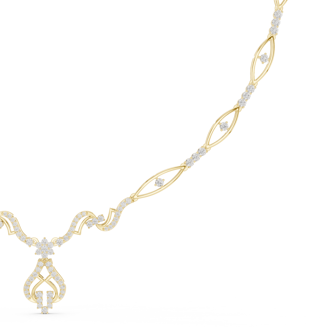 Luxury Floral Vine Diamond Necklace in Rose Gold, Elegant Wedding Jewelry for Brides, Stylish Party Wear Necklace for Women