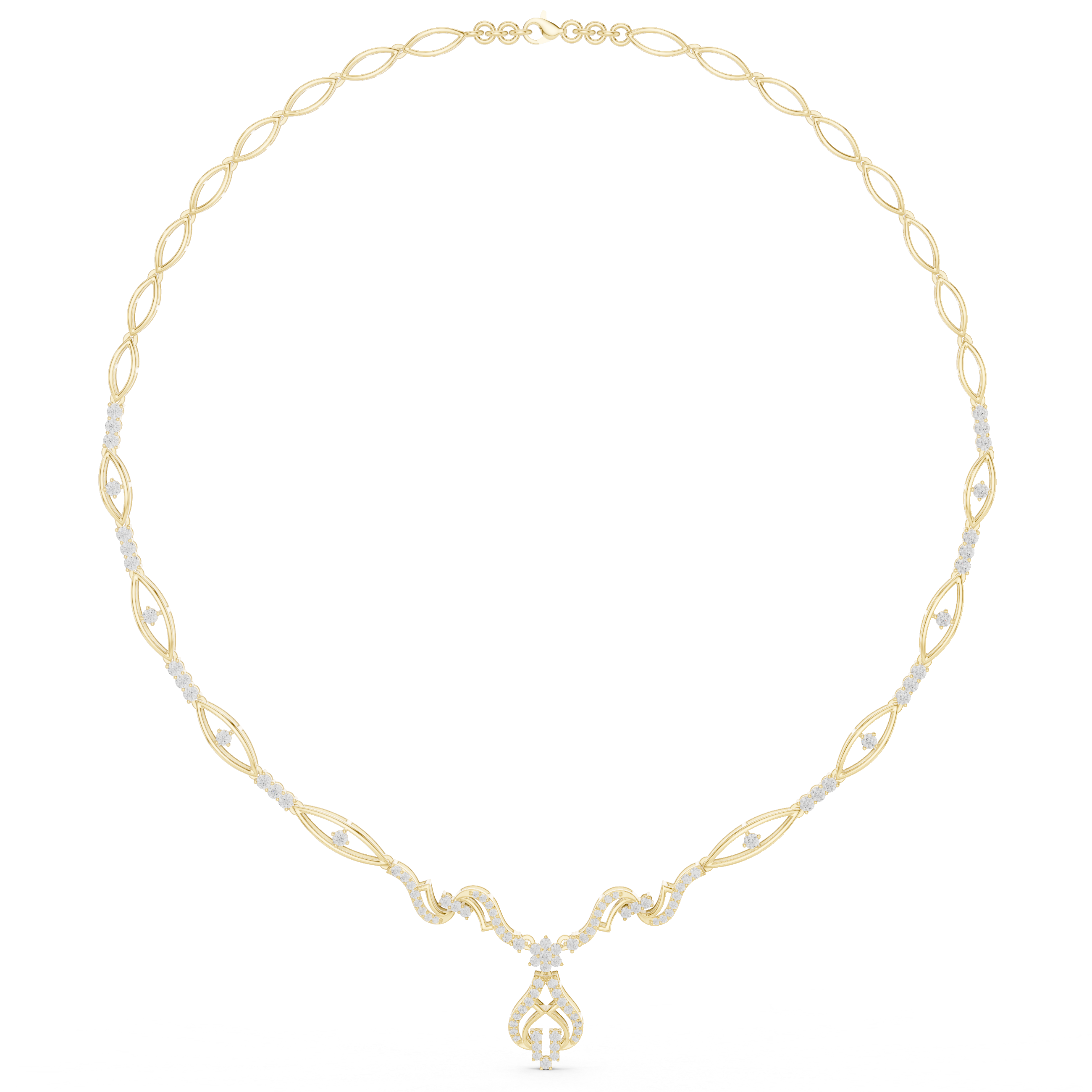 Luxury Floral Vine Diamond Necklace in Rose Gold, Elegant Wedding Jewelry for Brides, Stylish Party Wear Necklace for Women