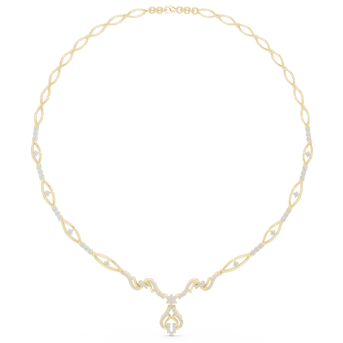Luxury Floral Vine Diamond Necklace in Rose Gold, Elegant Wedding Jewelry for Brides, Stylish Party Wear Necklace for Women