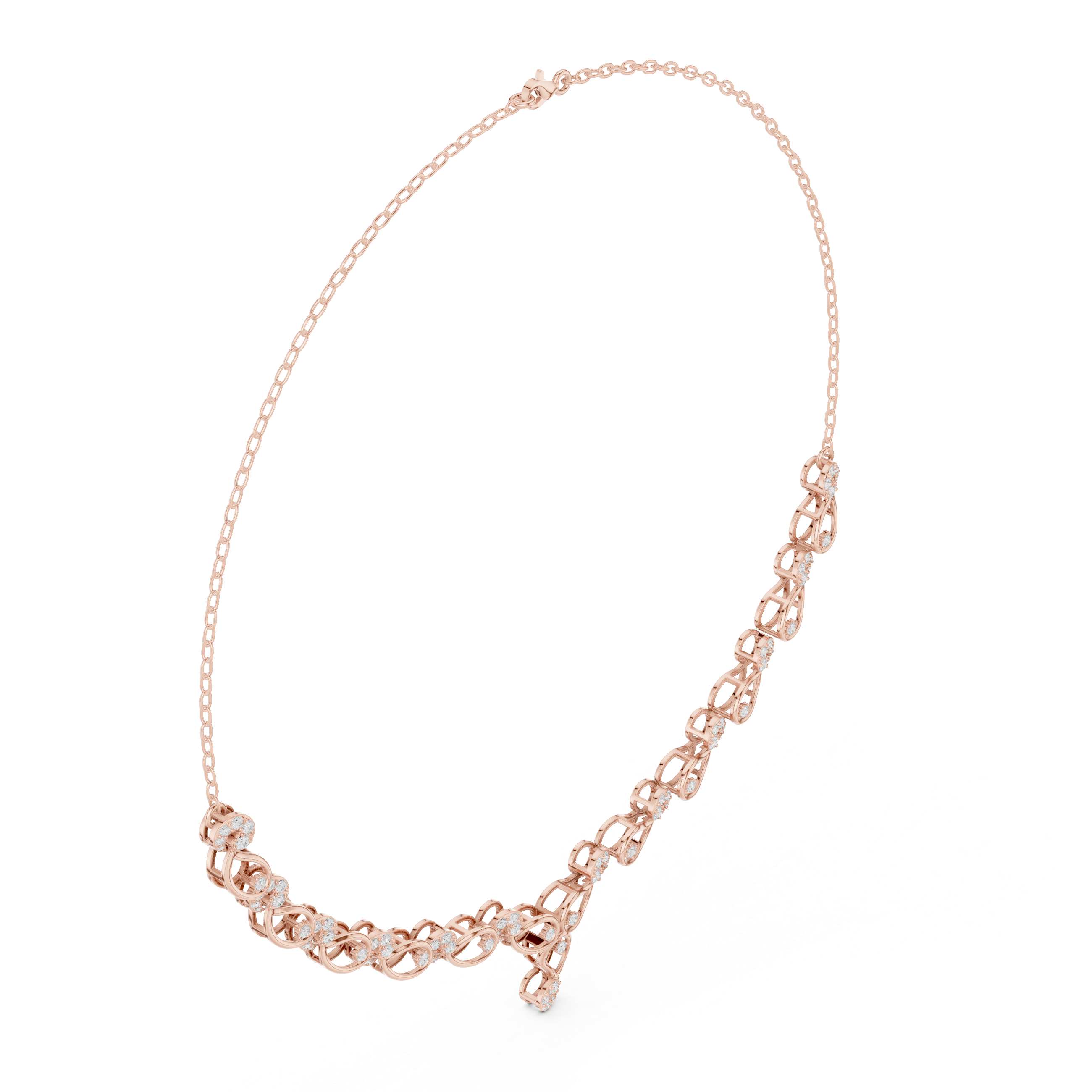 White Gold Nature Inspired Diamond Statement Necklace for Women, Luxury Bridal Jewelry, Elegant Wedding Necklace Design