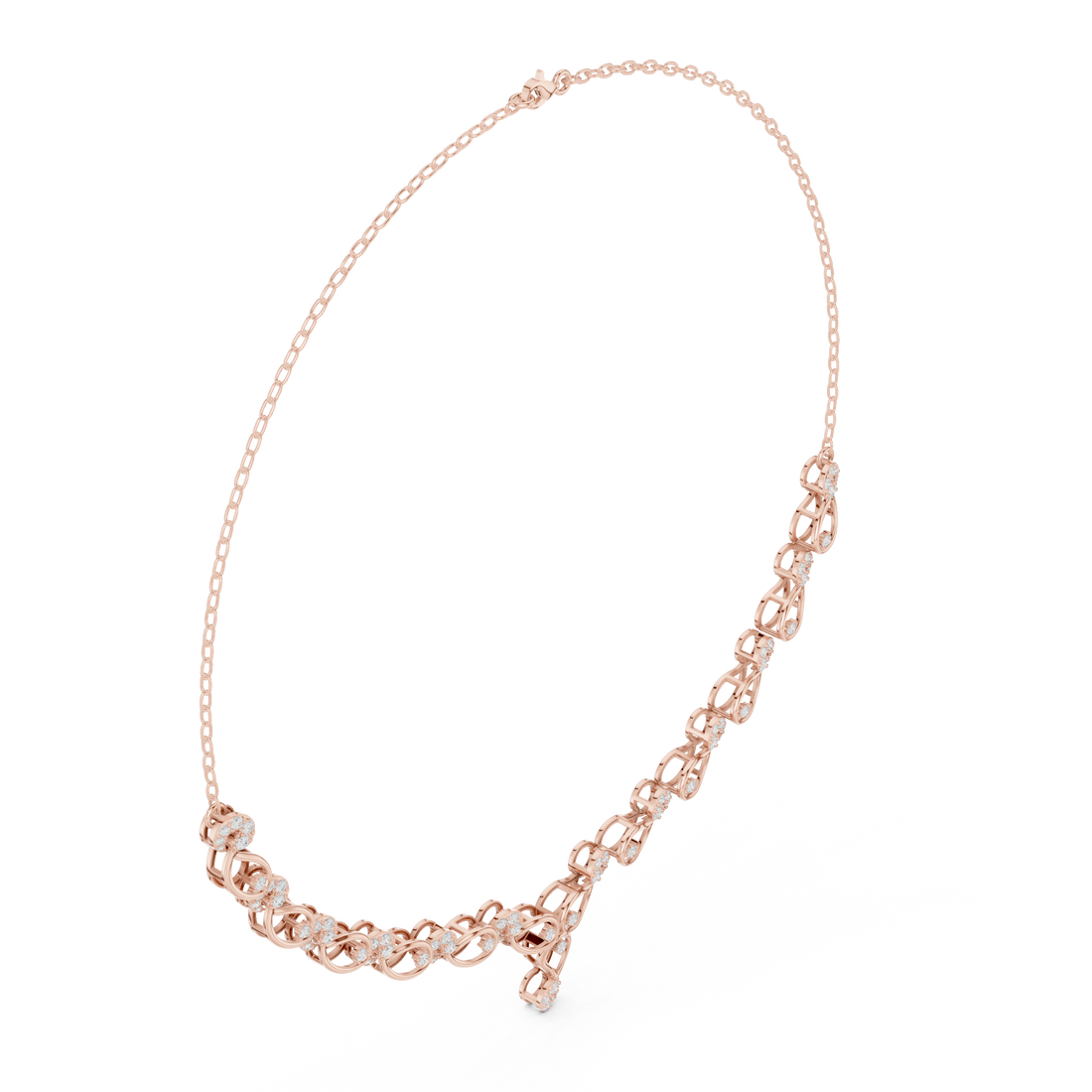 White Gold Nature Inspired Diamond Statement Necklace for Women, Luxury Bridal Jewelry, Elegant Wedding Necklace Design