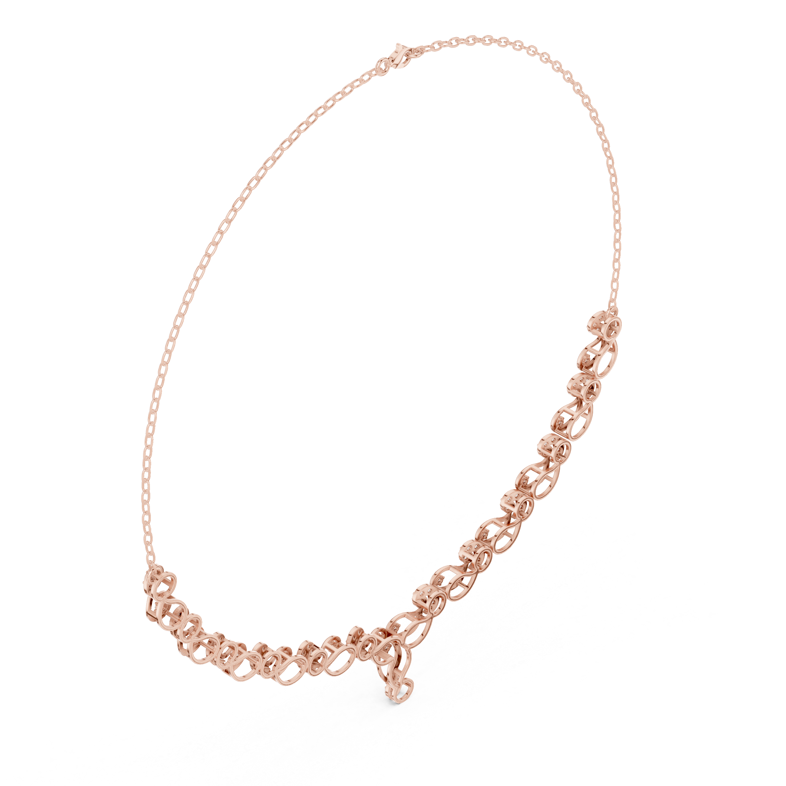 White Gold Nature Inspired Diamond Statement Necklace for Women, Luxury Bridal Jewelry, Elegant Wedding Necklace Design
