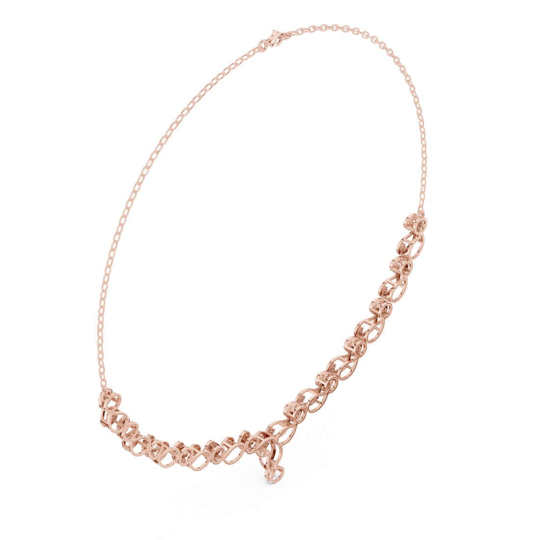 White Gold Nature Inspired Diamond Statement Necklace for Women, Luxury Bridal Jewelry, Elegant Wedding Necklace Design