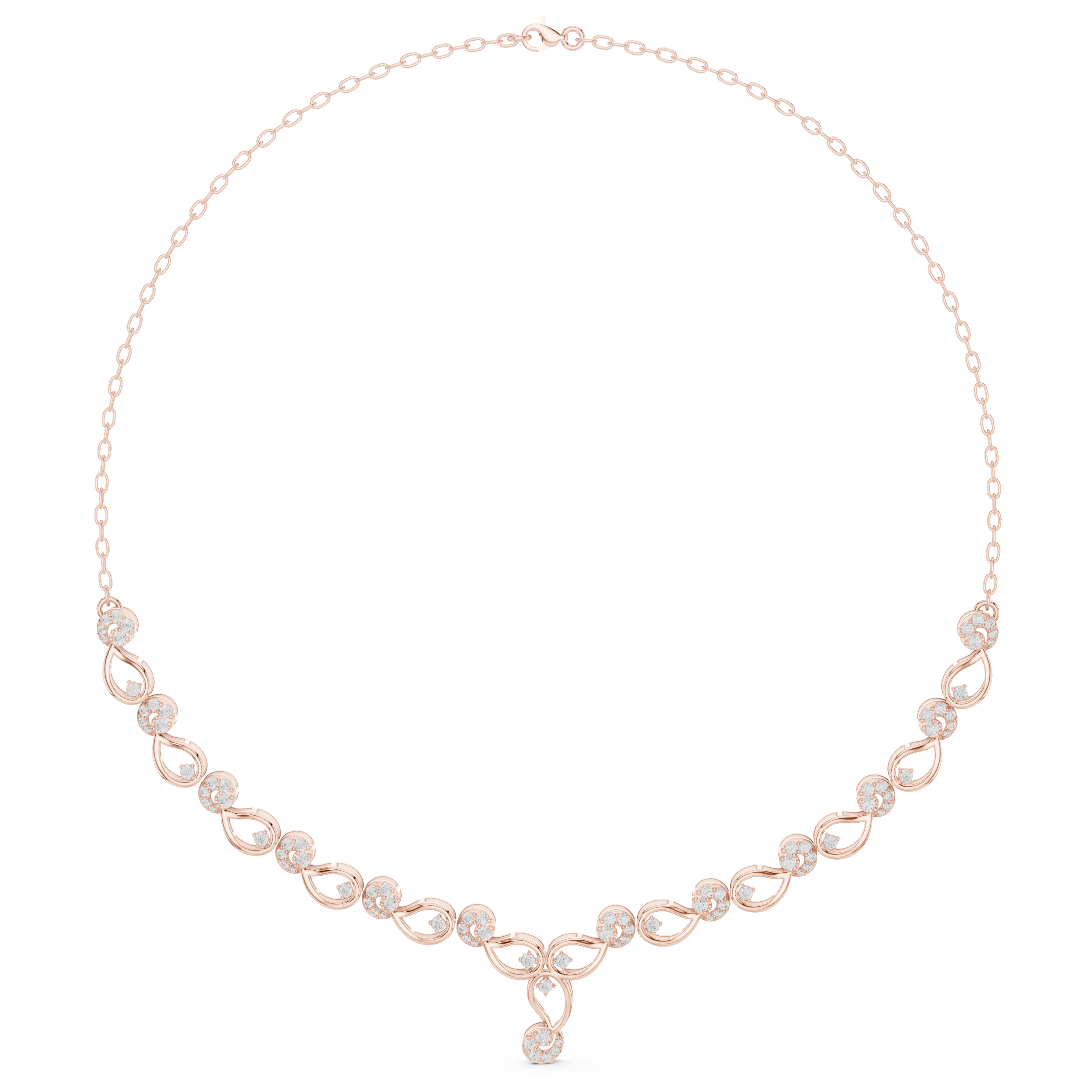 White Gold Nature Inspired Diamond Statement Necklace for Women, Luxury Bridal Jewelry, Elegant Wedding Necklace Design