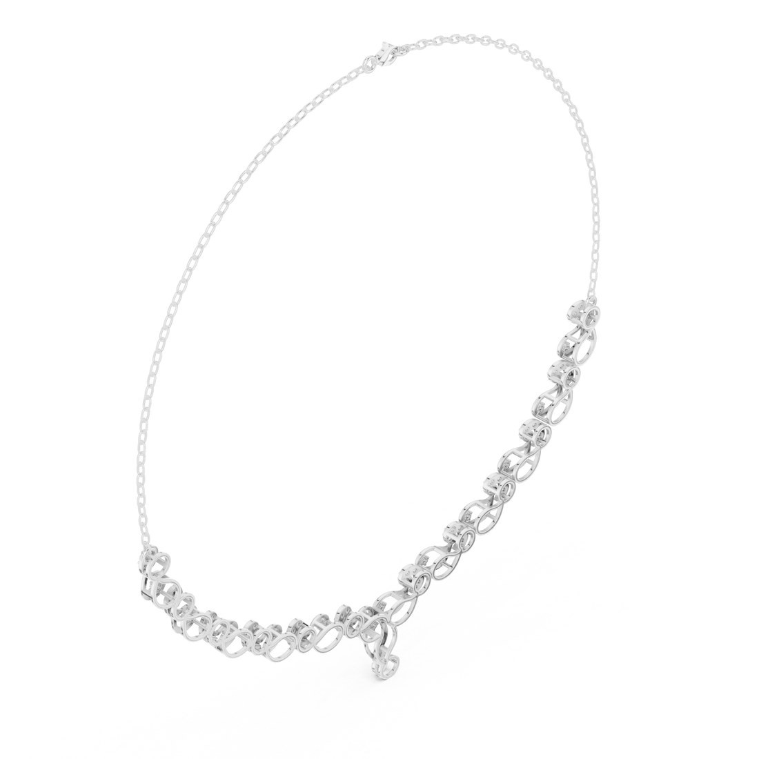 White Gold Nature Inspired Diamond Statement Necklace for Women, Luxury Bridal Jewelry, Elegant Wedding Necklace Design