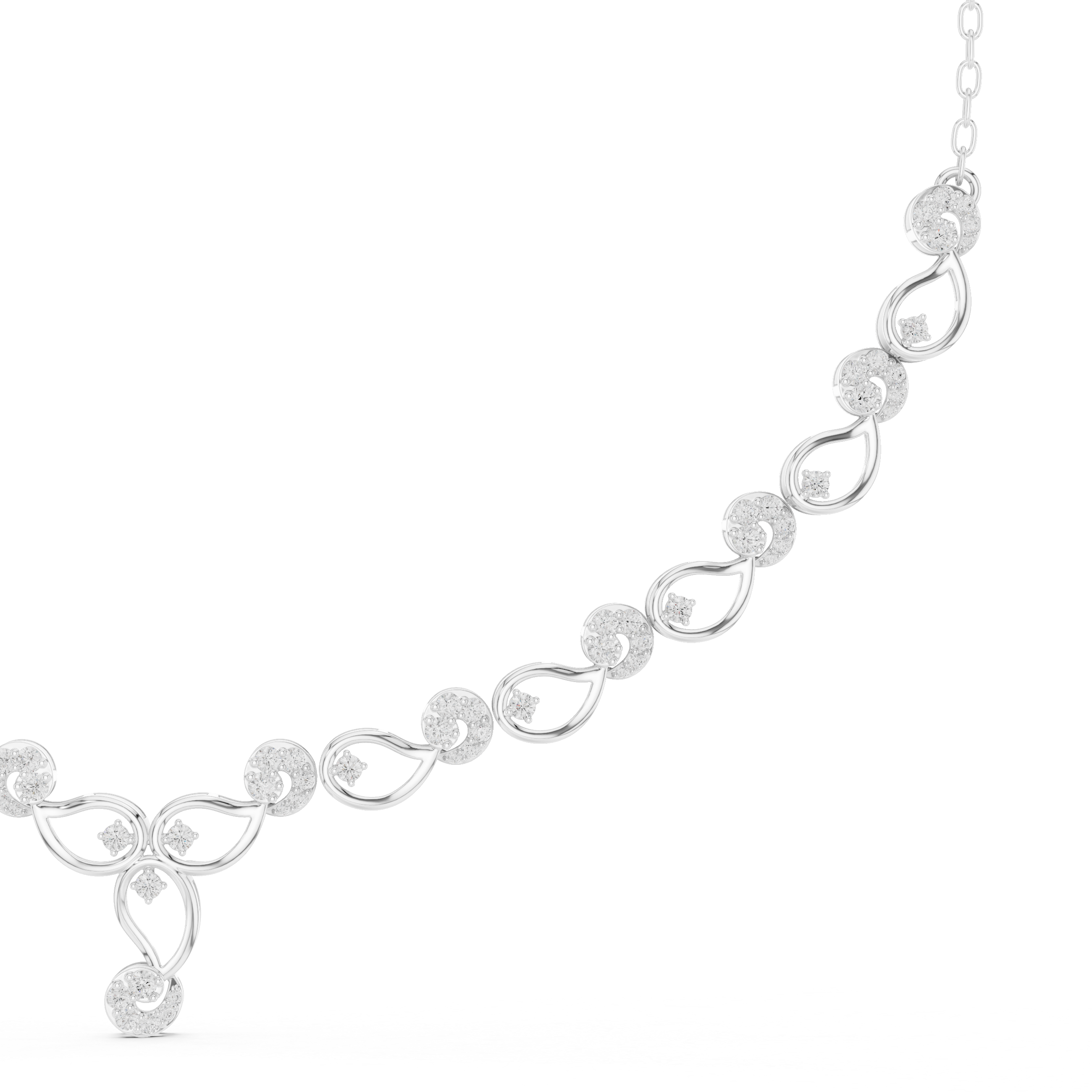 White Gold Nature Inspired Diamond Statement Necklace for Women, Luxury Bridal Jewelry, Elegant Wedding Necklace Design