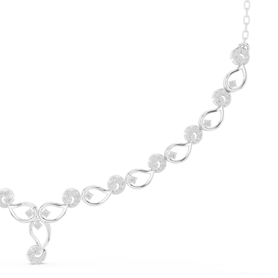 White Gold Nature Inspired Diamond Statement Necklace for Women, Luxury Bridal Jewelry, Elegant Wedding Necklace Design