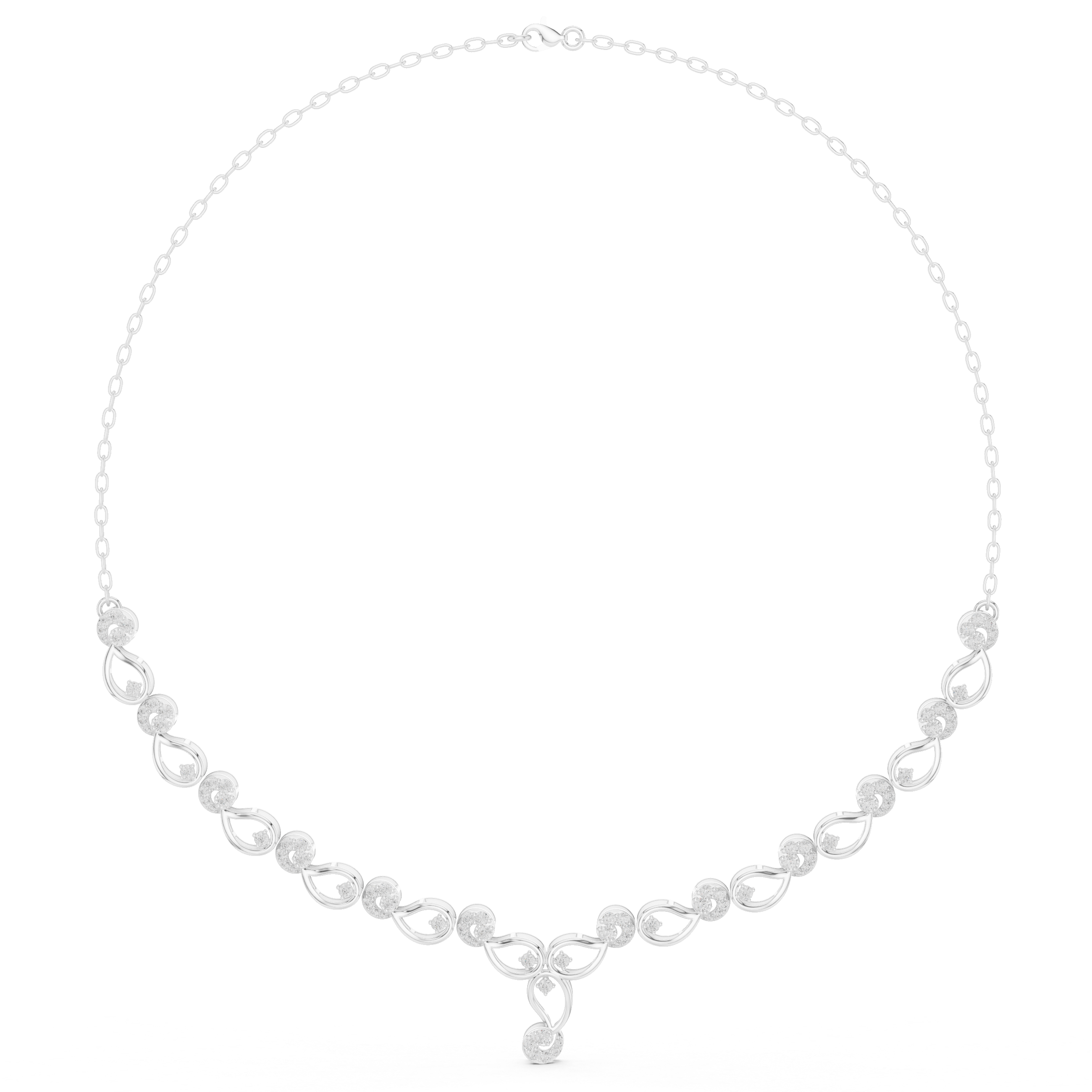White Gold Nature Inspired Diamond Statement Necklace for Women, Luxury Bridal Jewelry, Elegant Wedding Necklace Design