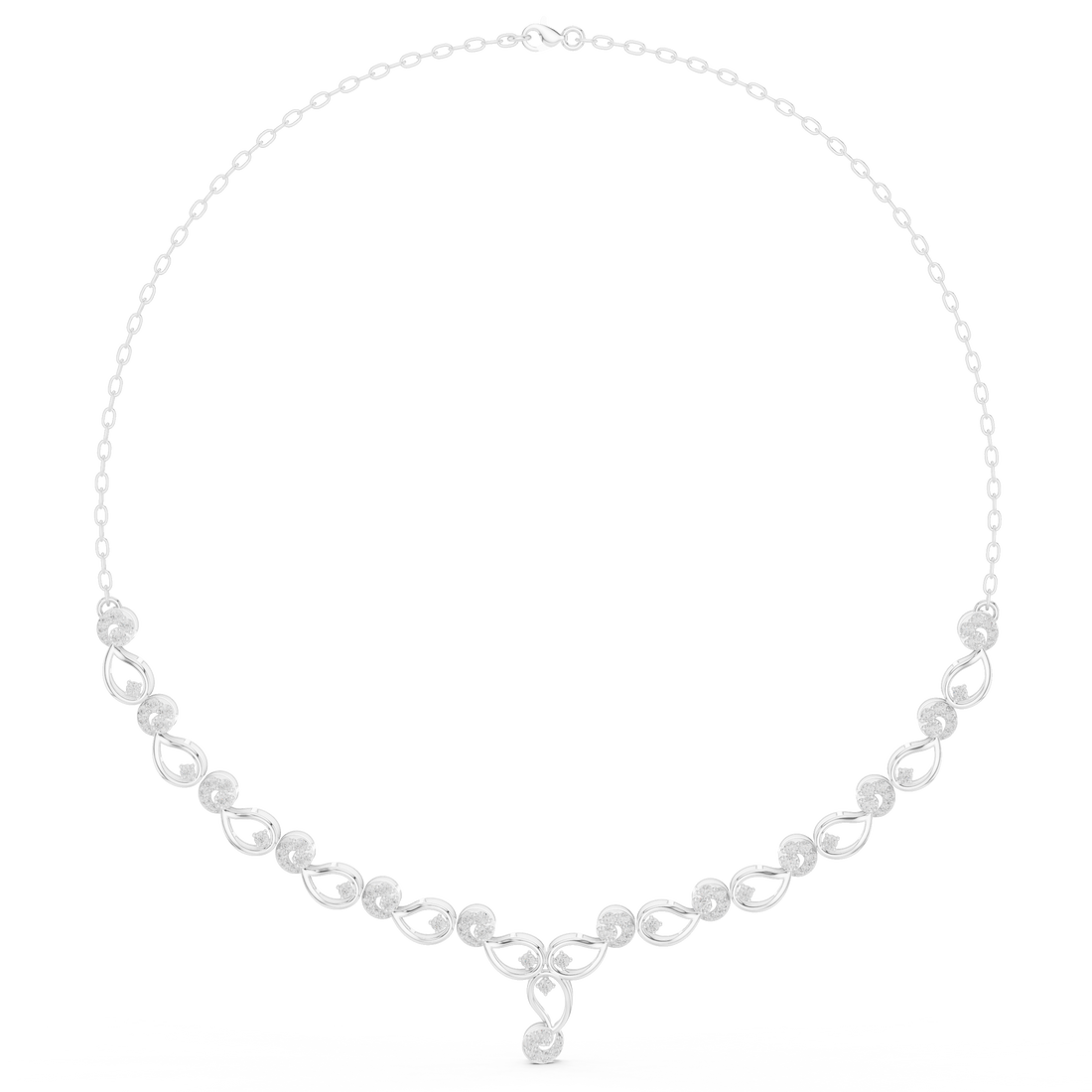 White Gold Nature Inspired Diamond Statement Necklace for Women, Luxury Bridal Jewelry, Elegant Wedding Necklace Design