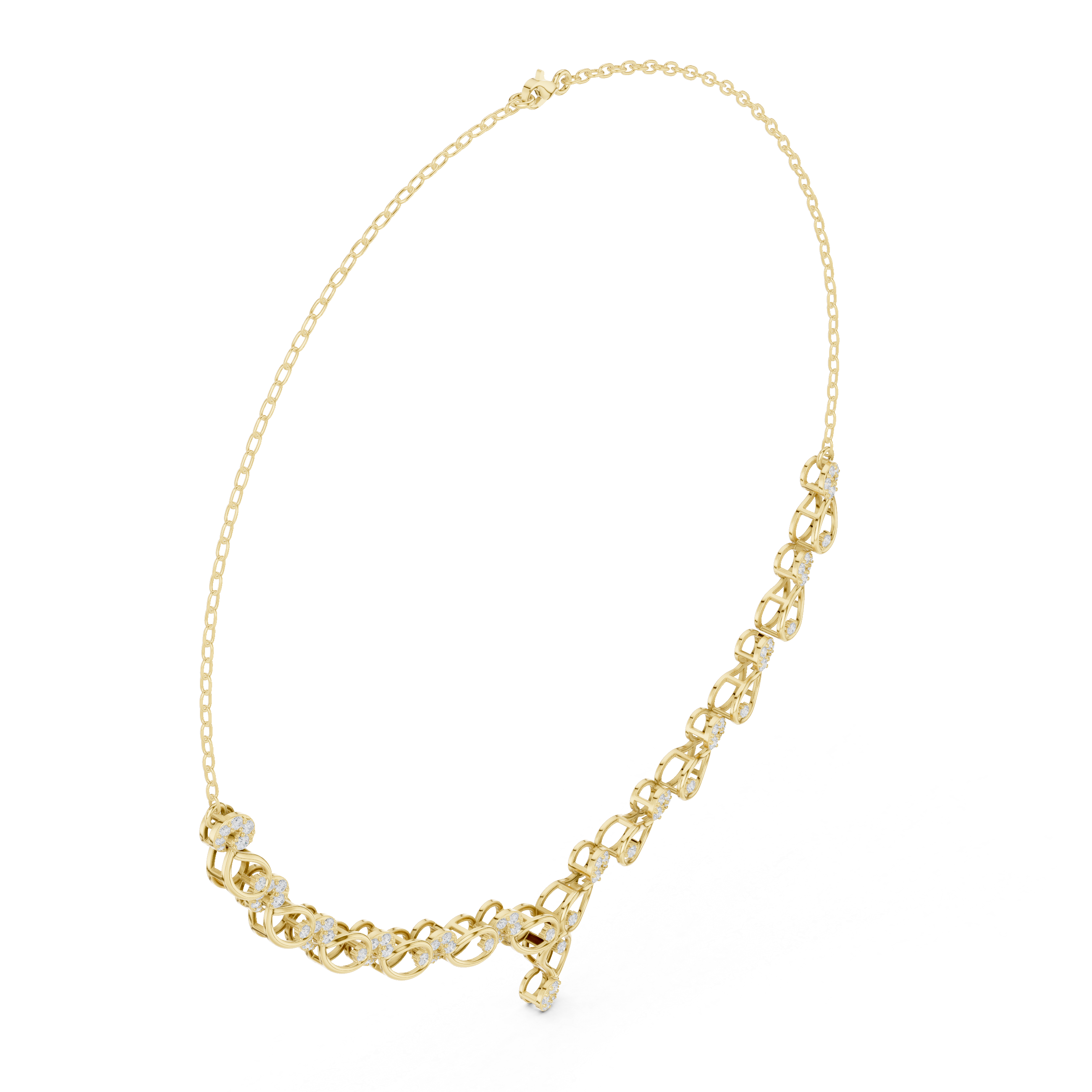 White Gold Nature Inspired Diamond Statement Necklace for Women, Luxury Bridal Jewelry, Elegant Wedding Necklace Design