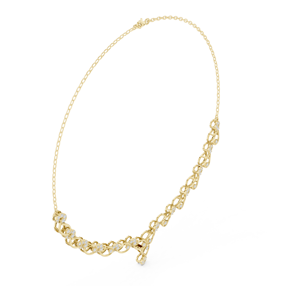 White Gold Nature Inspired Diamond Statement Necklace for Women, Luxury Bridal Jewelry, Elegant Wedding Necklace Design
