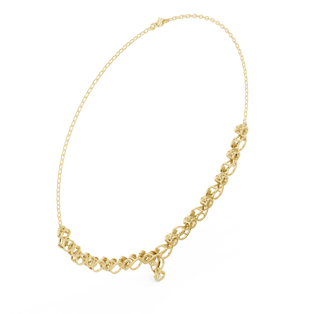 White Gold Nature Inspired Diamond Statement Necklace for Women, Luxury Bridal Jewelry, Elegant Wedding Necklace Design
