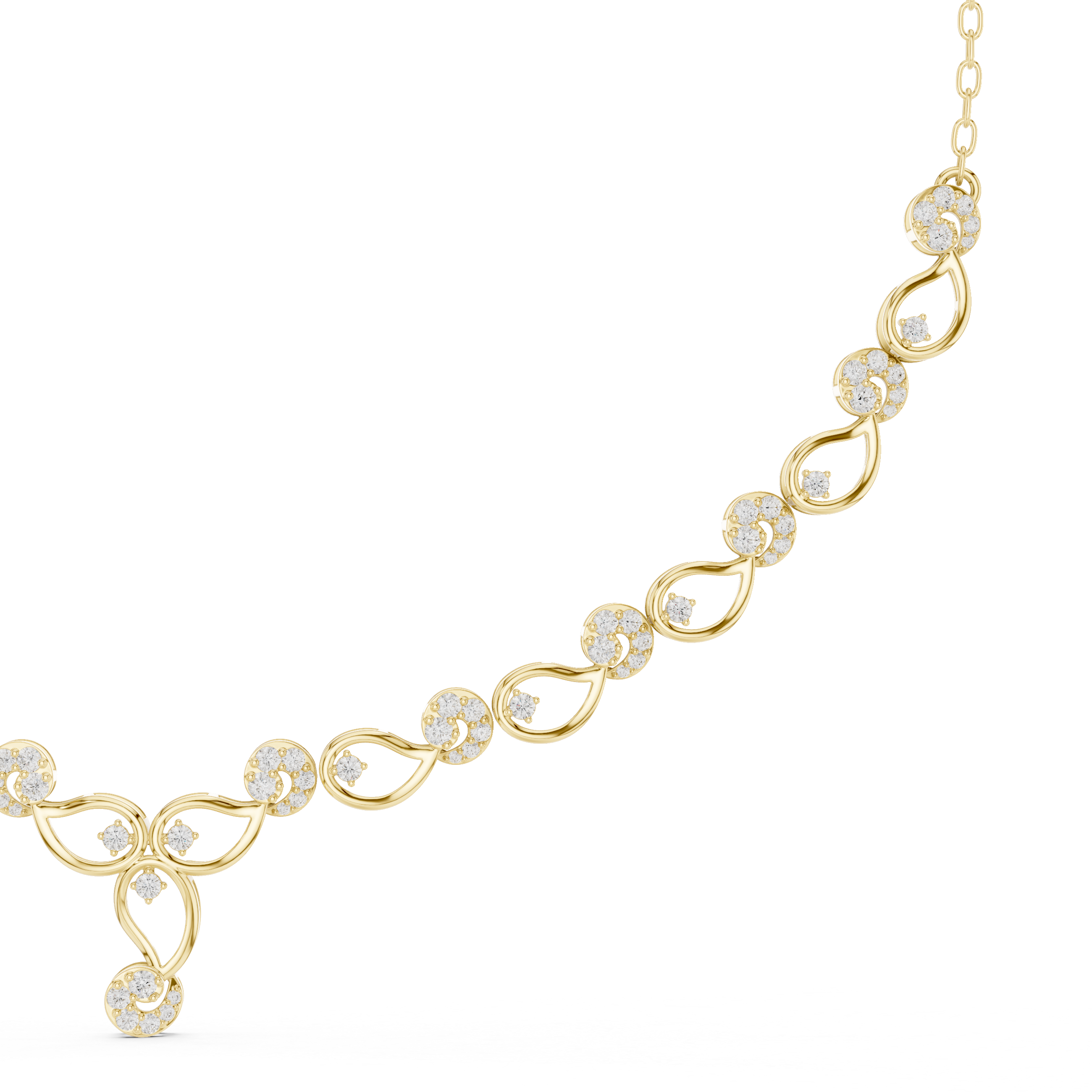 White Gold Nature Inspired Diamond Statement Necklace for Women, Luxury Bridal Jewelry, Elegant Wedding Necklace Design