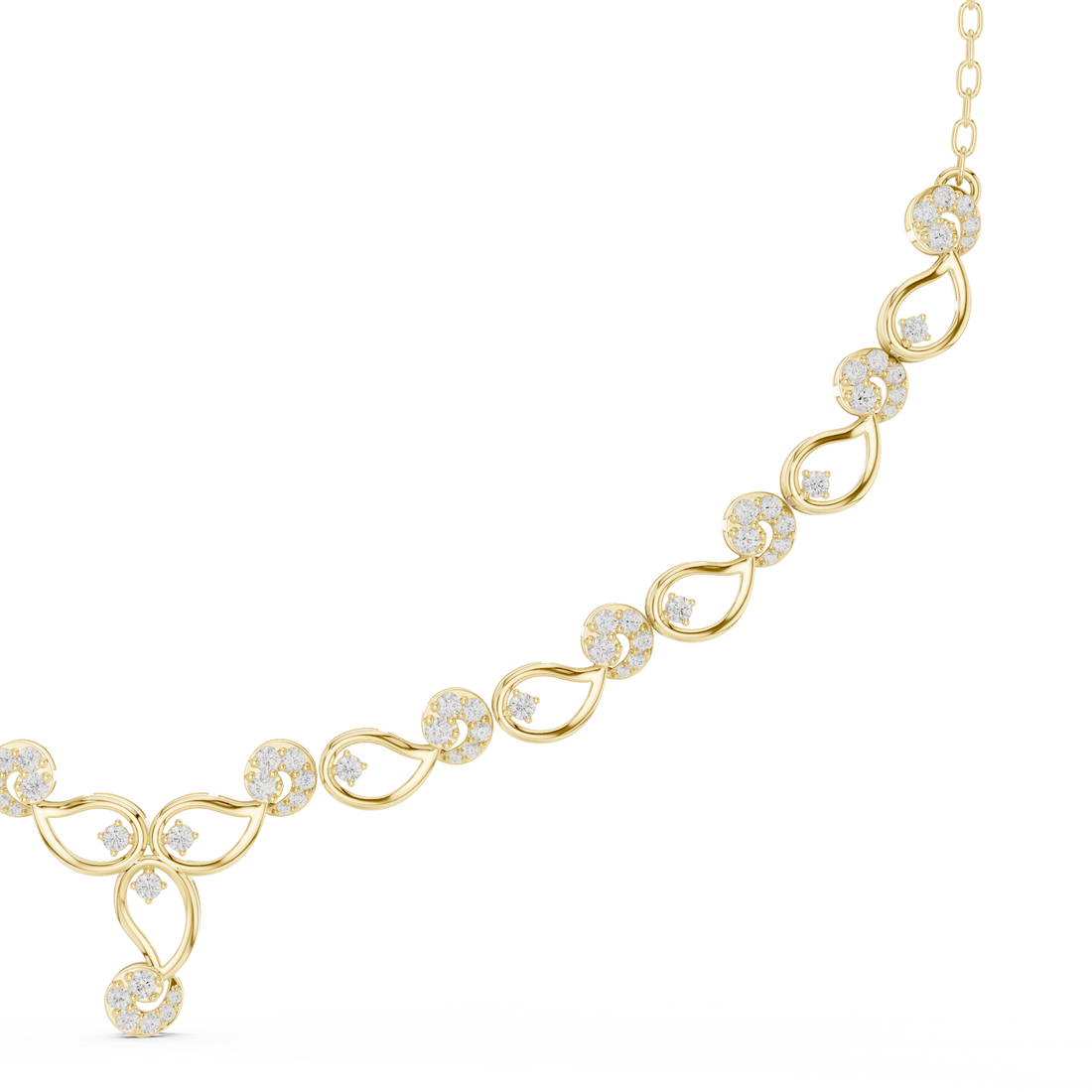 White Gold Nature Inspired Diamond Statement Necklace for Women, Luxury Bridal Jewelry, Elegant Wedding Necklace Design