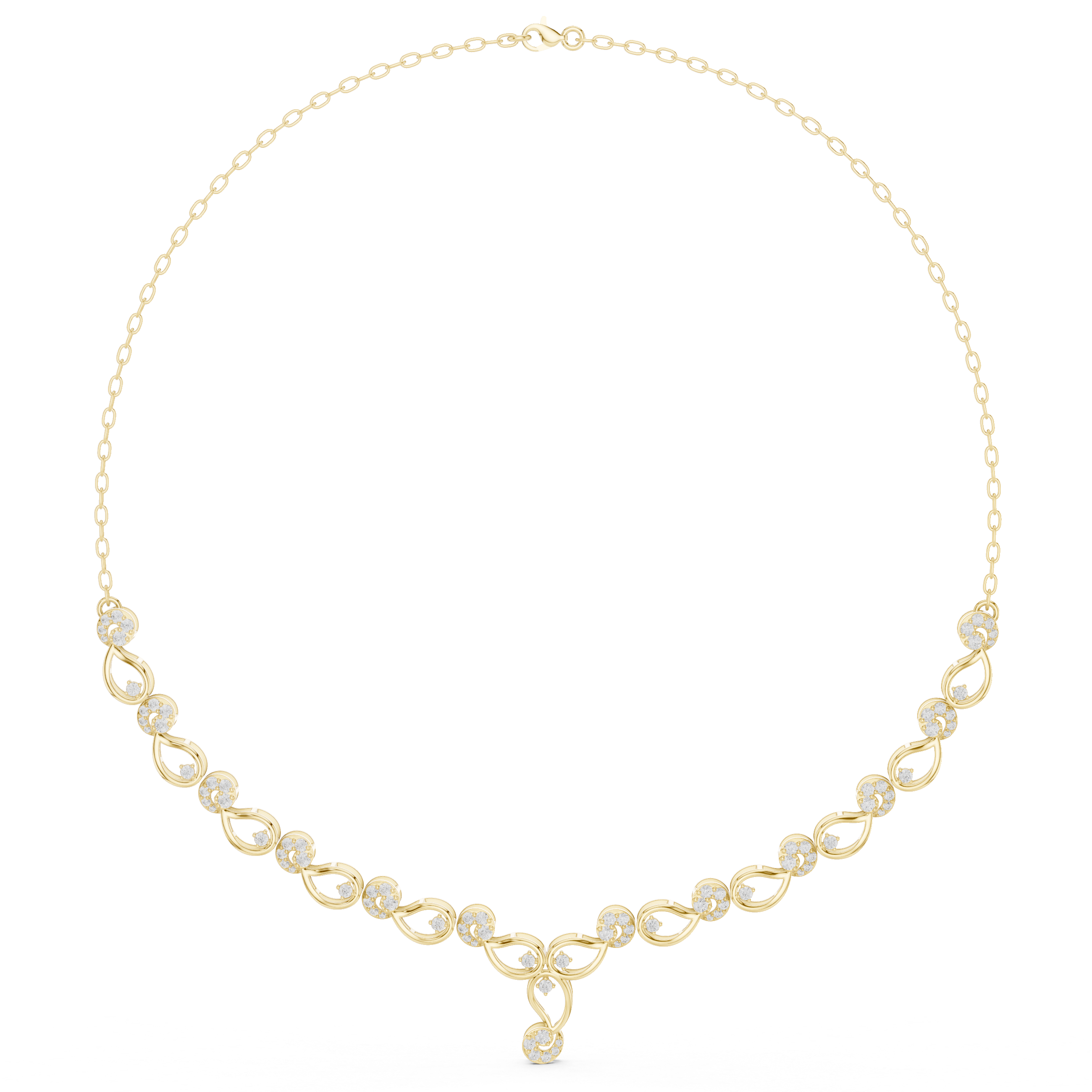 White Gold Nature Inspired Diamond Statement Necklace for Women, Luxury Bridal Jewelry, Elegant Wedding Necklace Design
