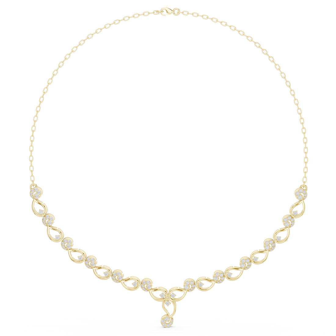 White Gold Nature Inspired Diamond Statement Necklace for Women, Luxury Bridal Jewelry, Elegant Wedding Necklace Design